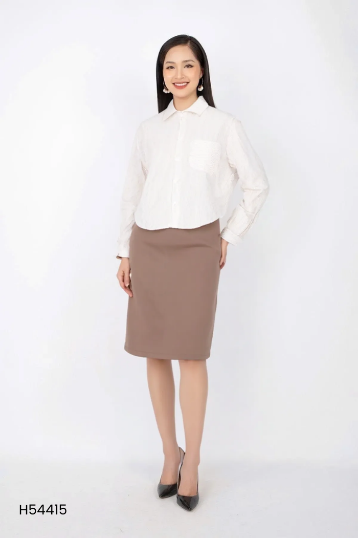 Set Áo sơ mi be sọc + chân váy
