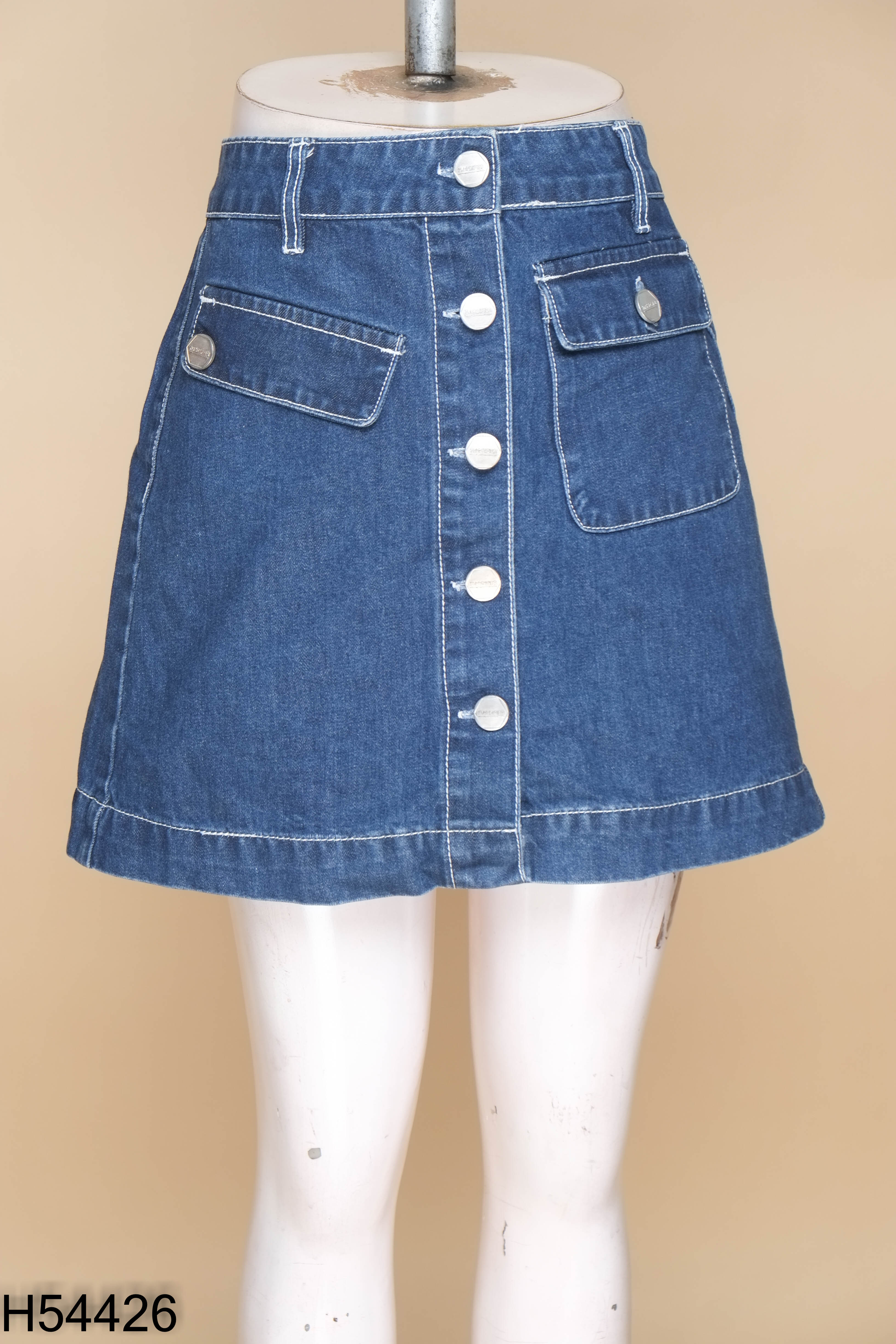 Chân váy jeans xanh 5 cúc