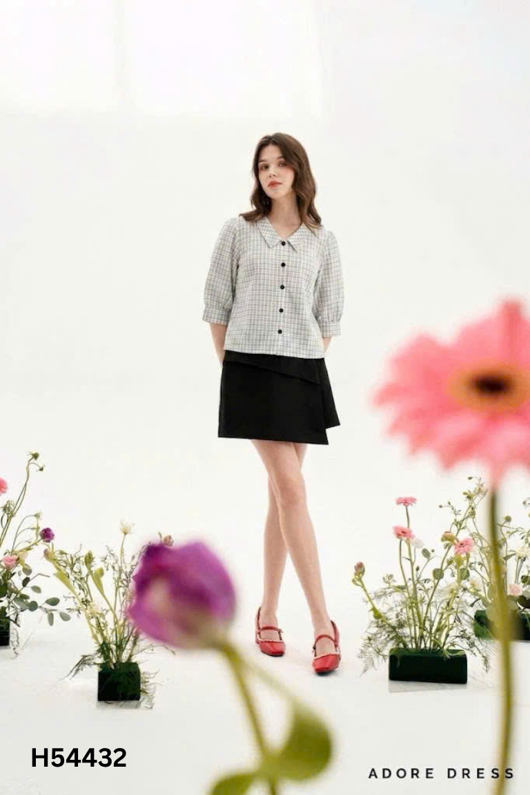 Áo sơ mi xám ADORE DRESS kẻ sọc