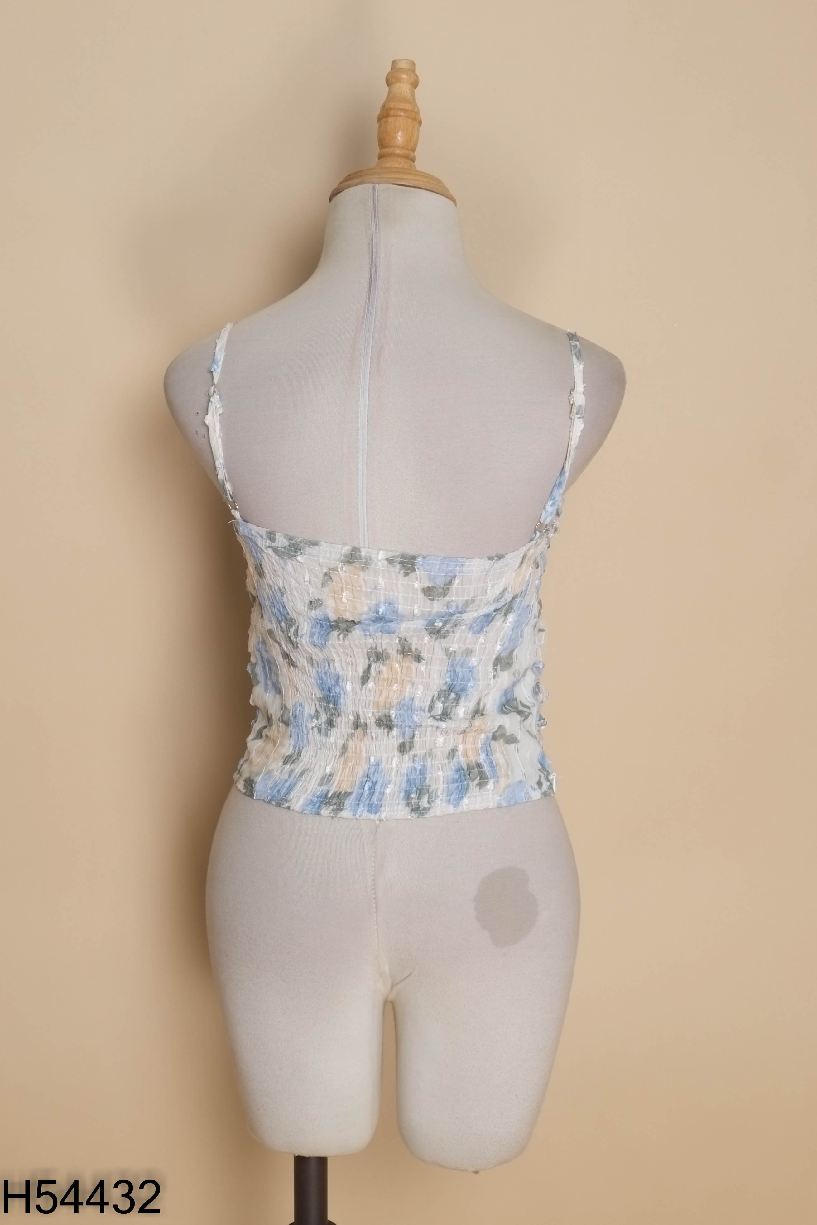 Áo croptop hai dây trắng hoa