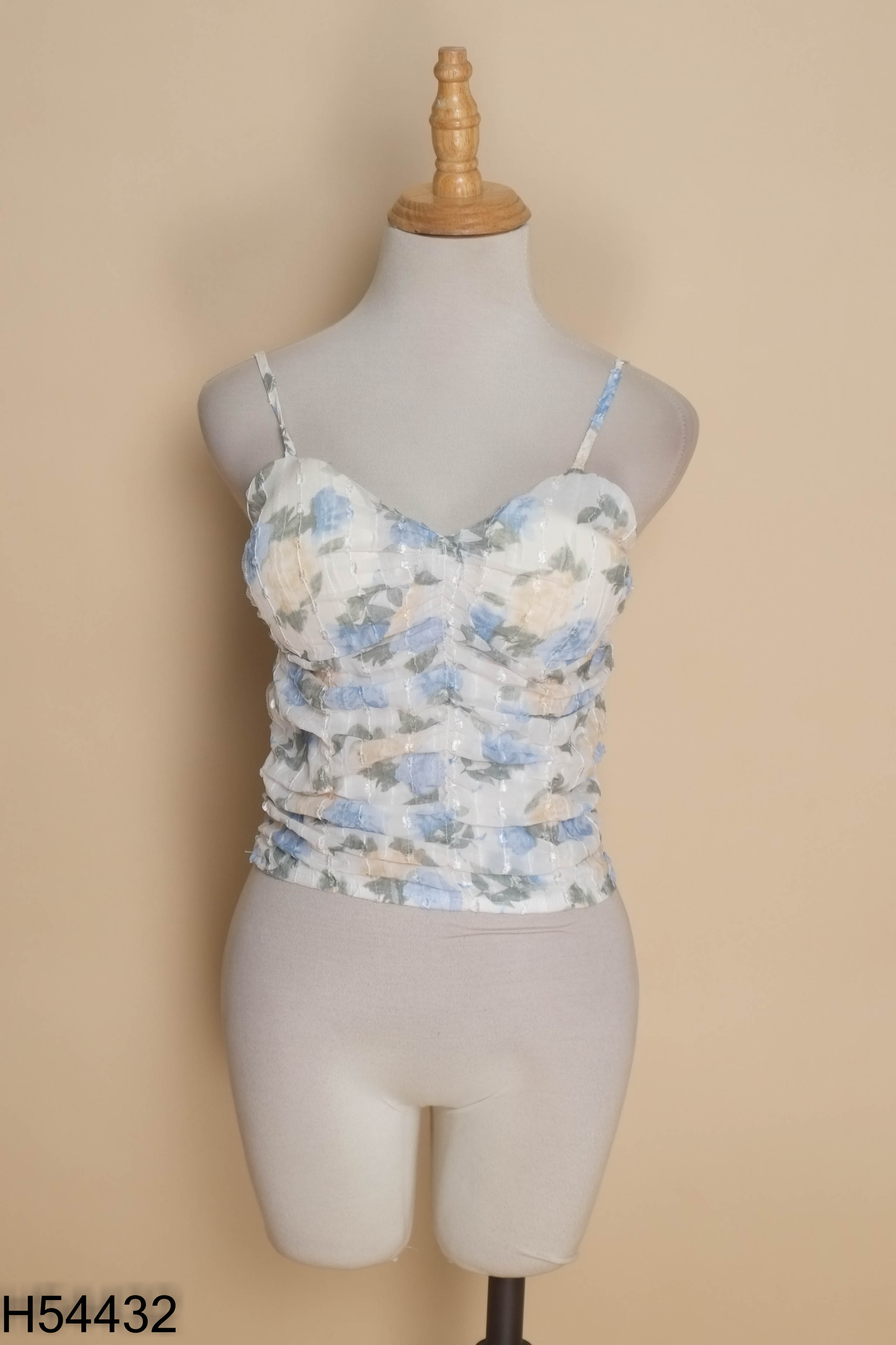Áo croptop hai dây trắng hoa