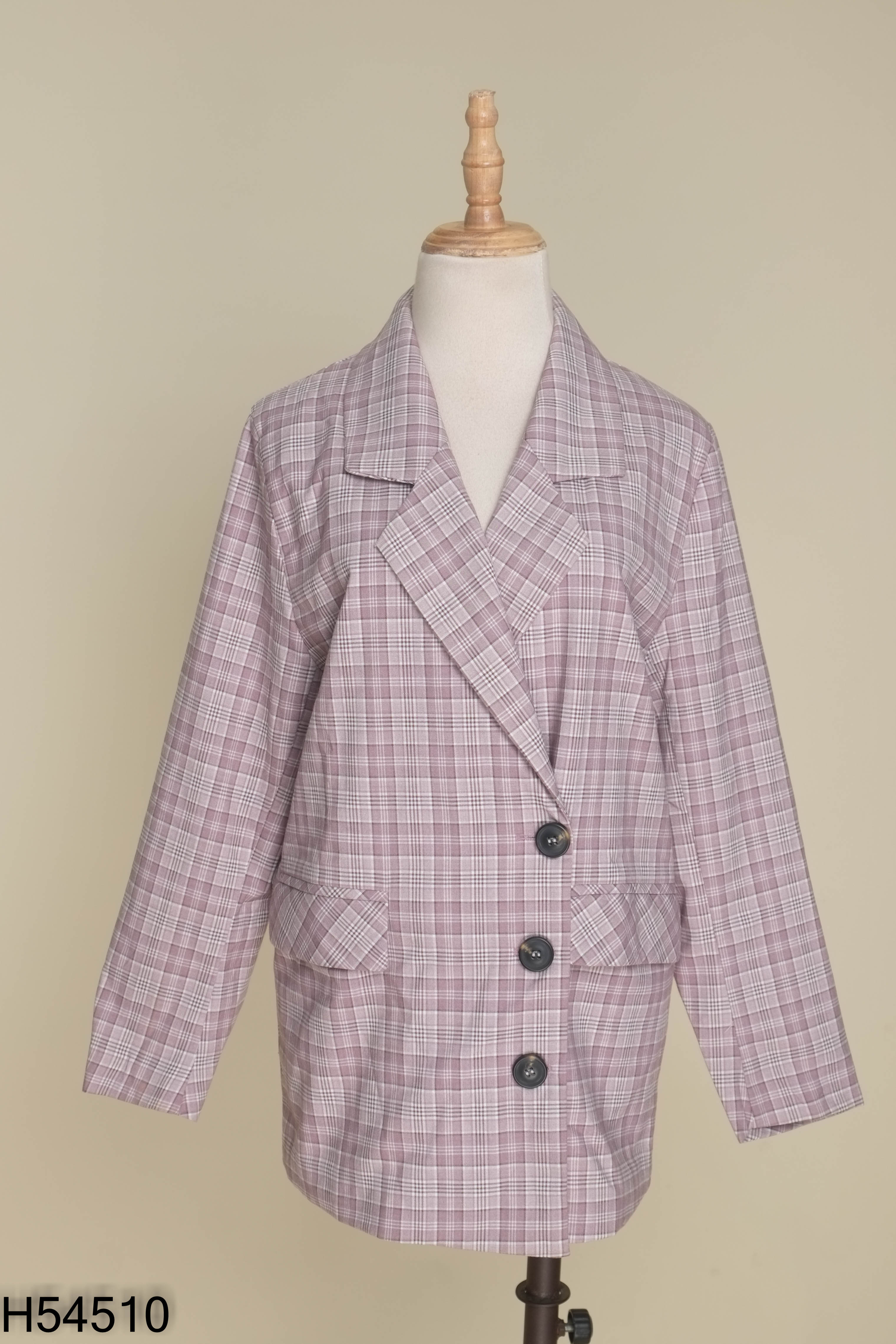 Áo khoác vest WIND tím kẻ