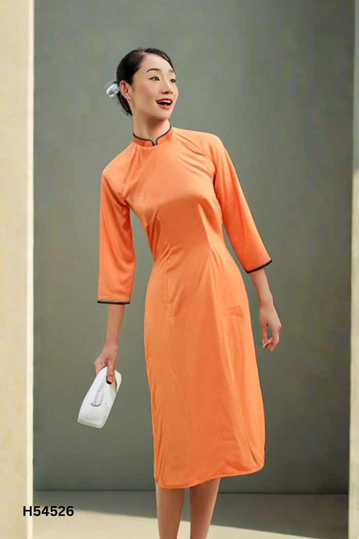Áo dài cam viền xanh (không quần )