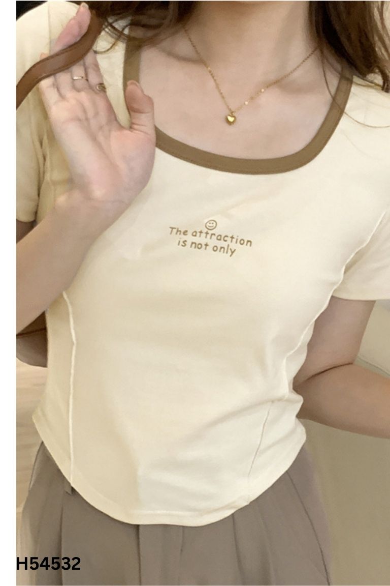 Áo thun be viền nâu