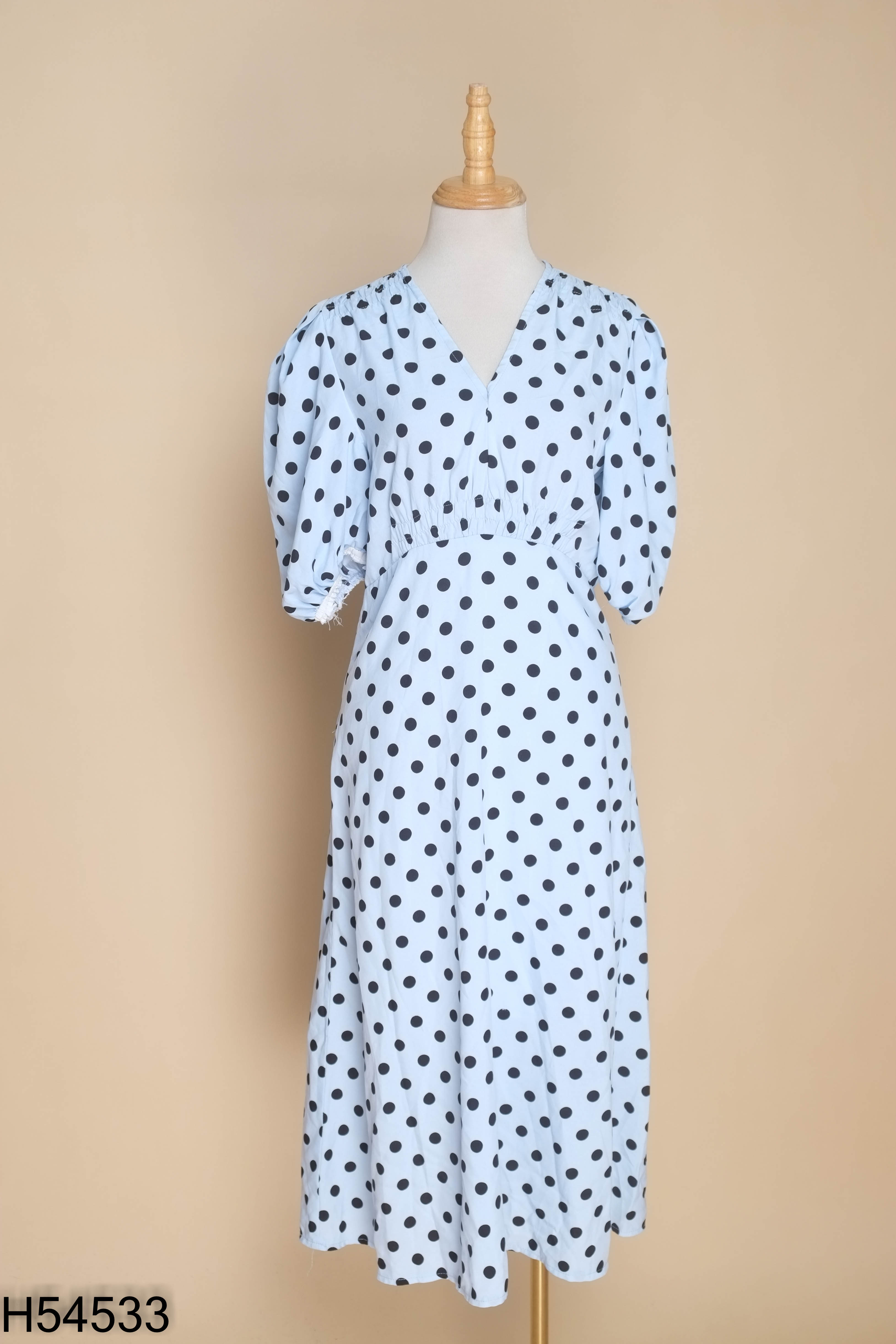 Váy HOODRESS xanh chấm bi