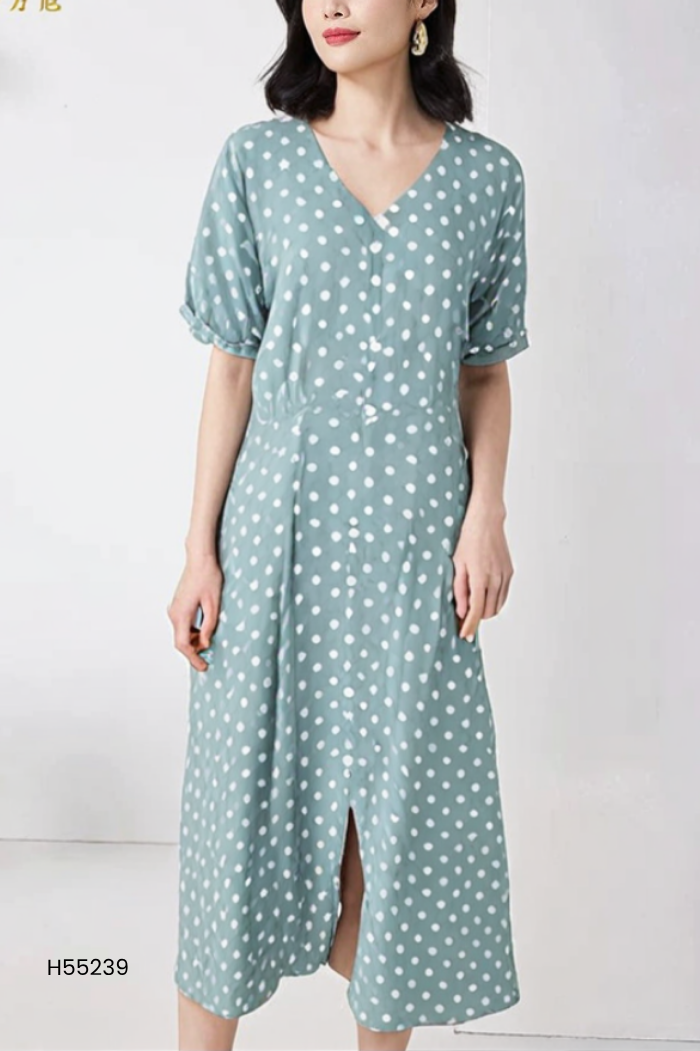 Váy SOOJIN xanh chấm bi