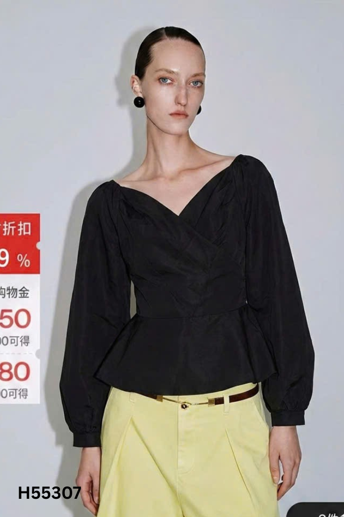 NEWTAG Áo đen AB.PLUS buộc eo