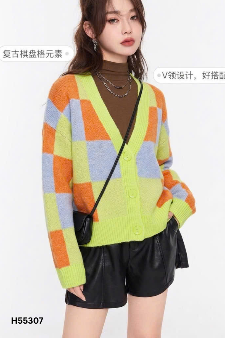 NEWTAG Áo len STRADIVARIUS xanh kẻ