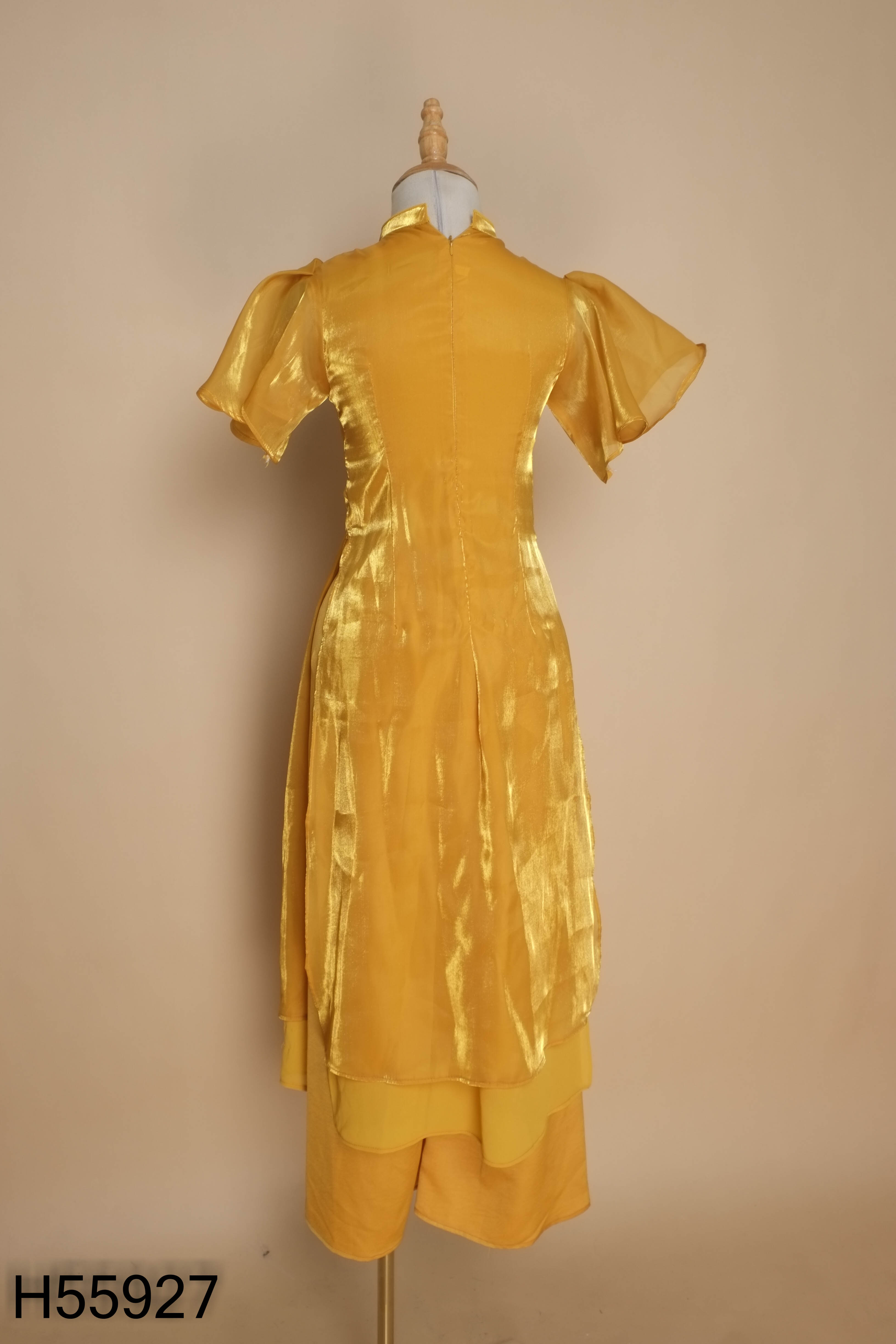 Set áo dài vàng phối organza