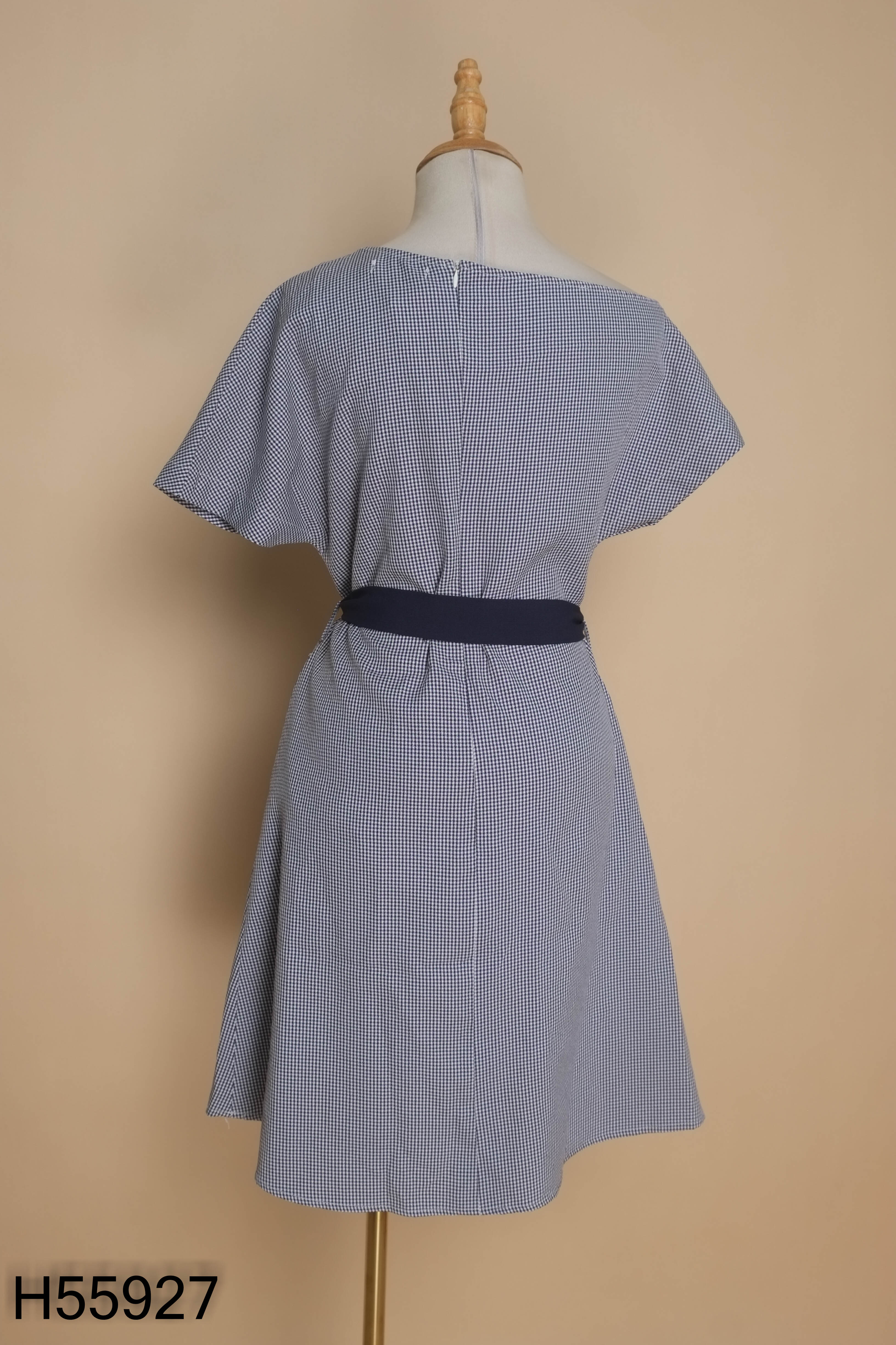 Váy COSMO Design xanh than kẻ caro trắng