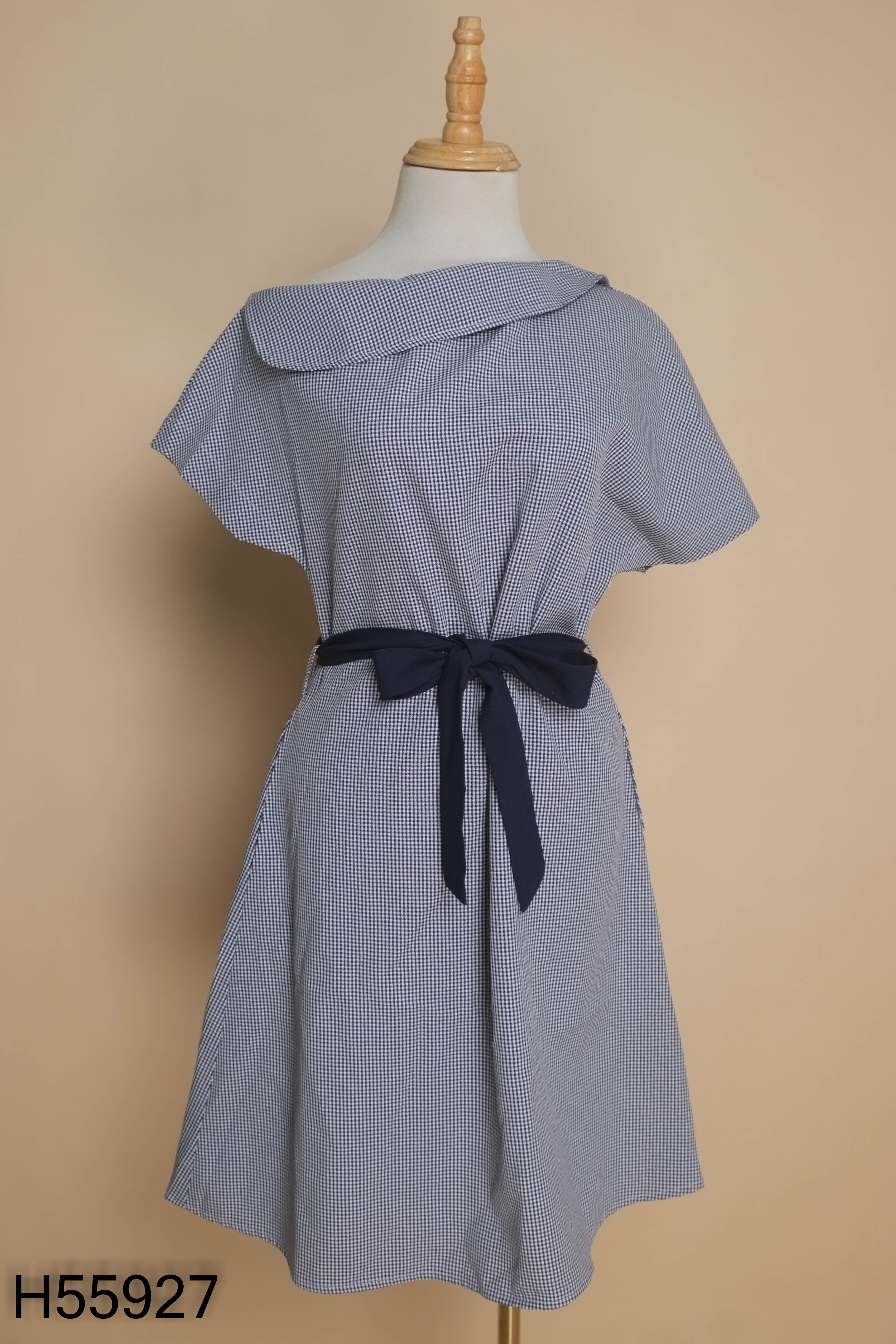 Váy COSMO Design xanh than kẻ caro trắng