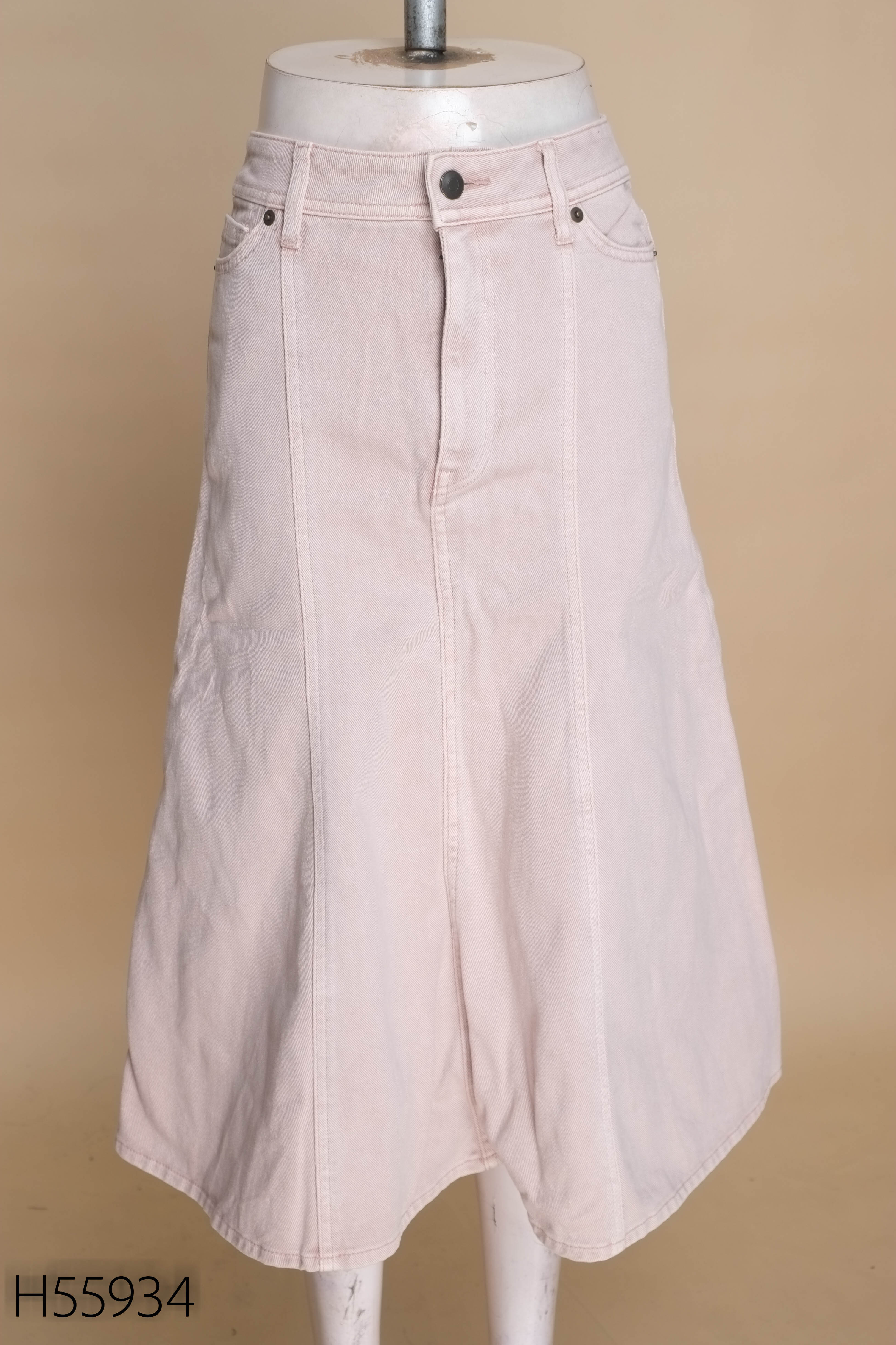 Chân váy jeans hồng