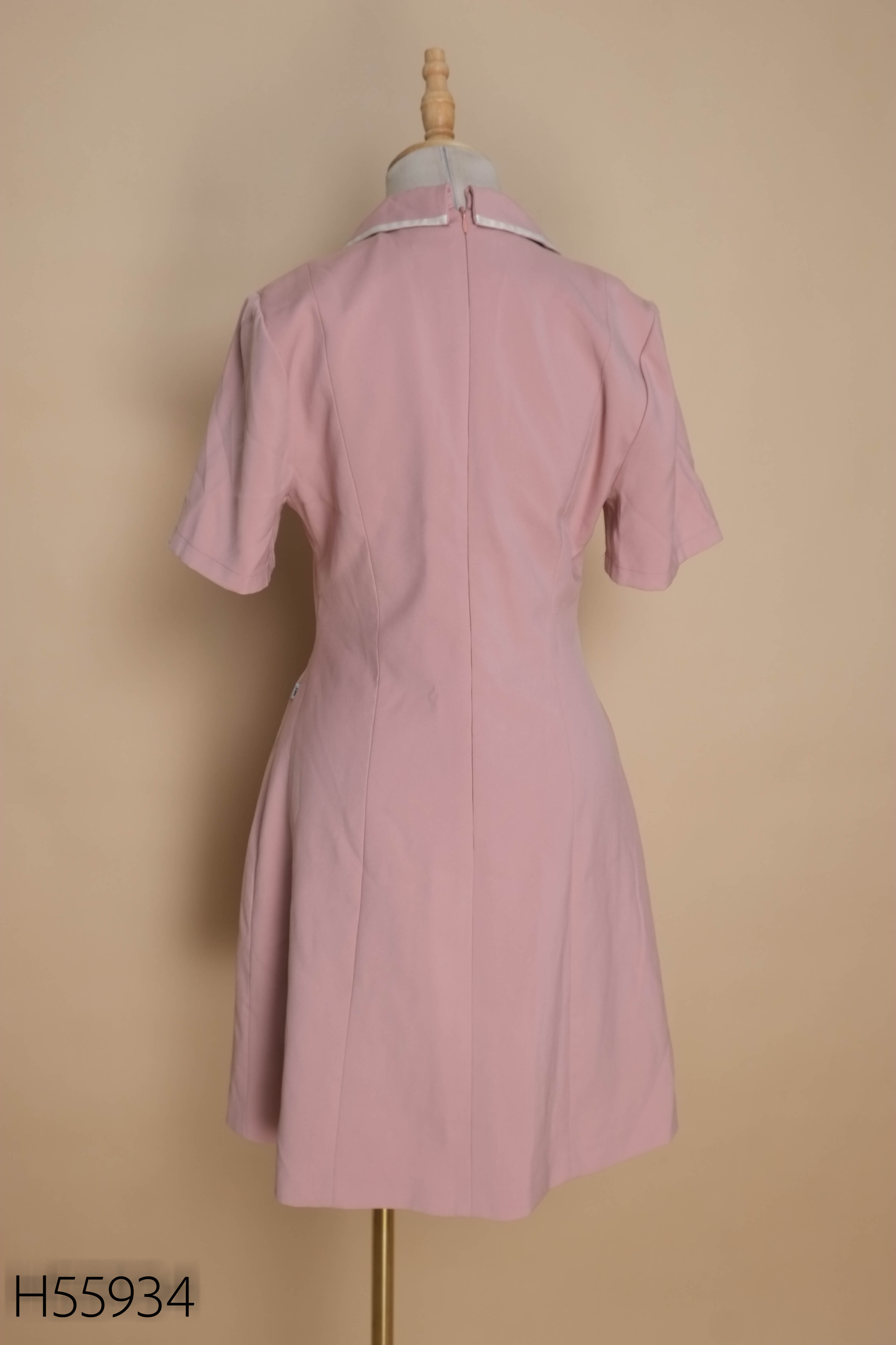 Váy JM DRESS hồng cổ vest