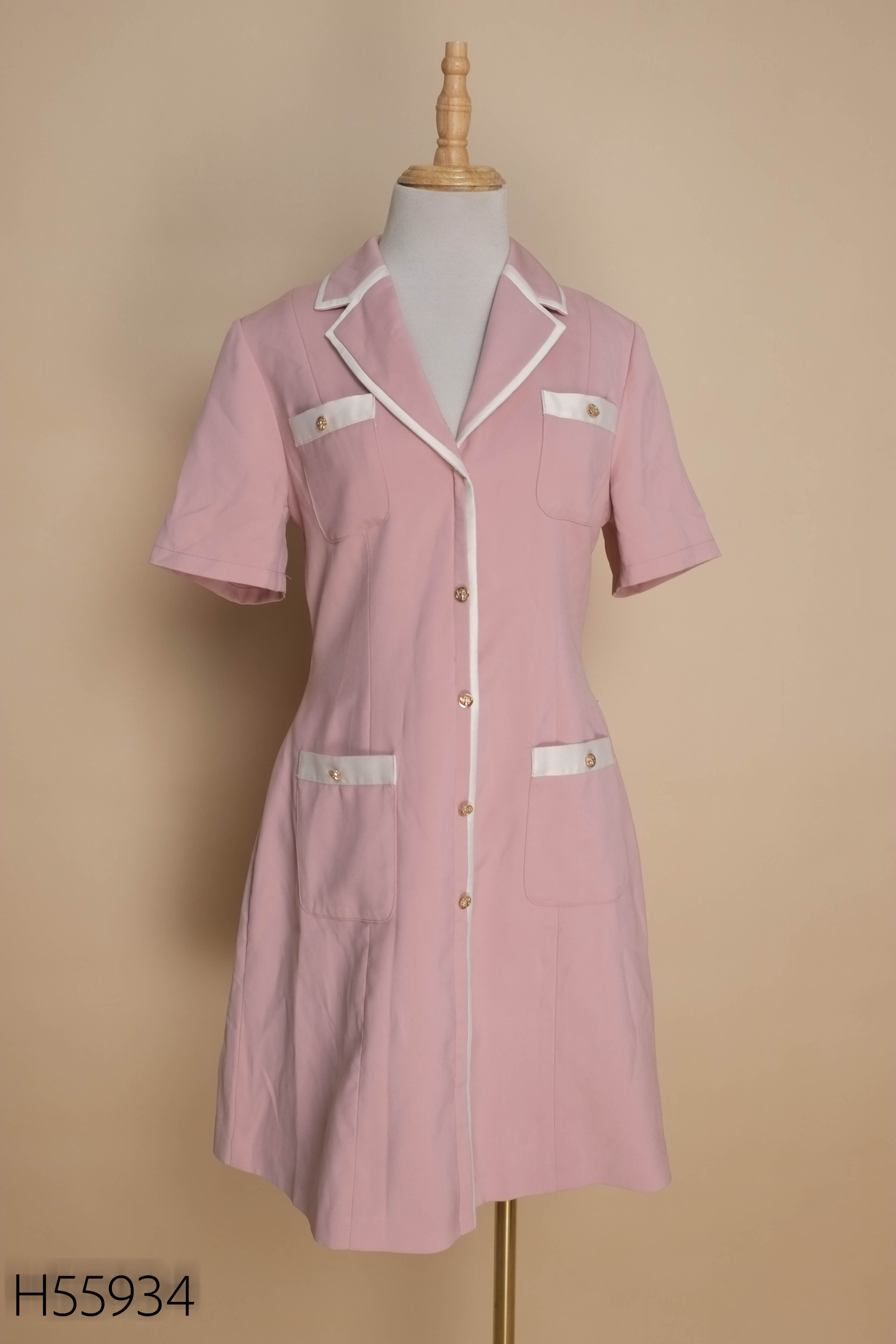 Váy JM DRESS hồng cổ vest