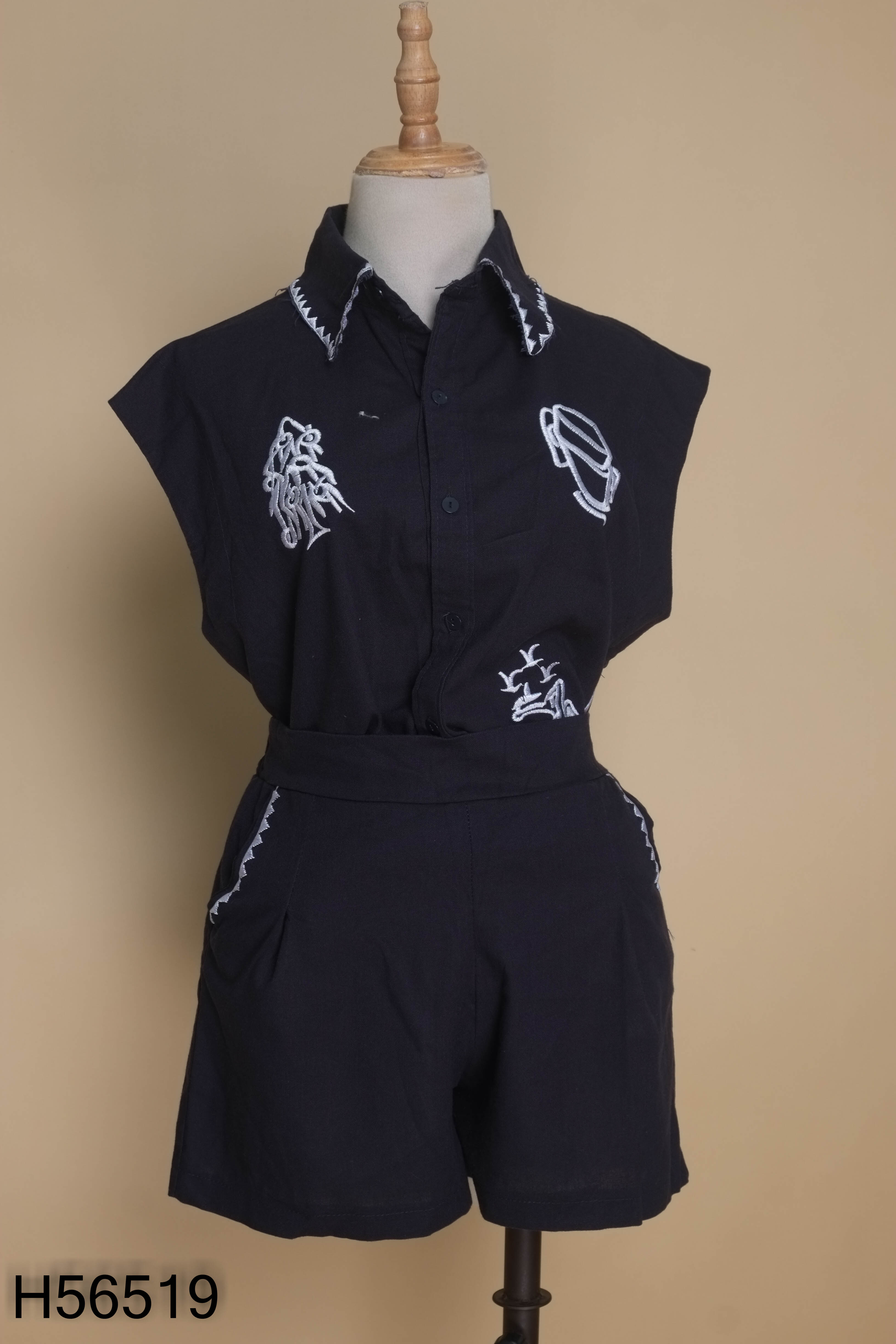 Set Áo gile xanh GS GOODSTART thêu họa tiết + Quần short