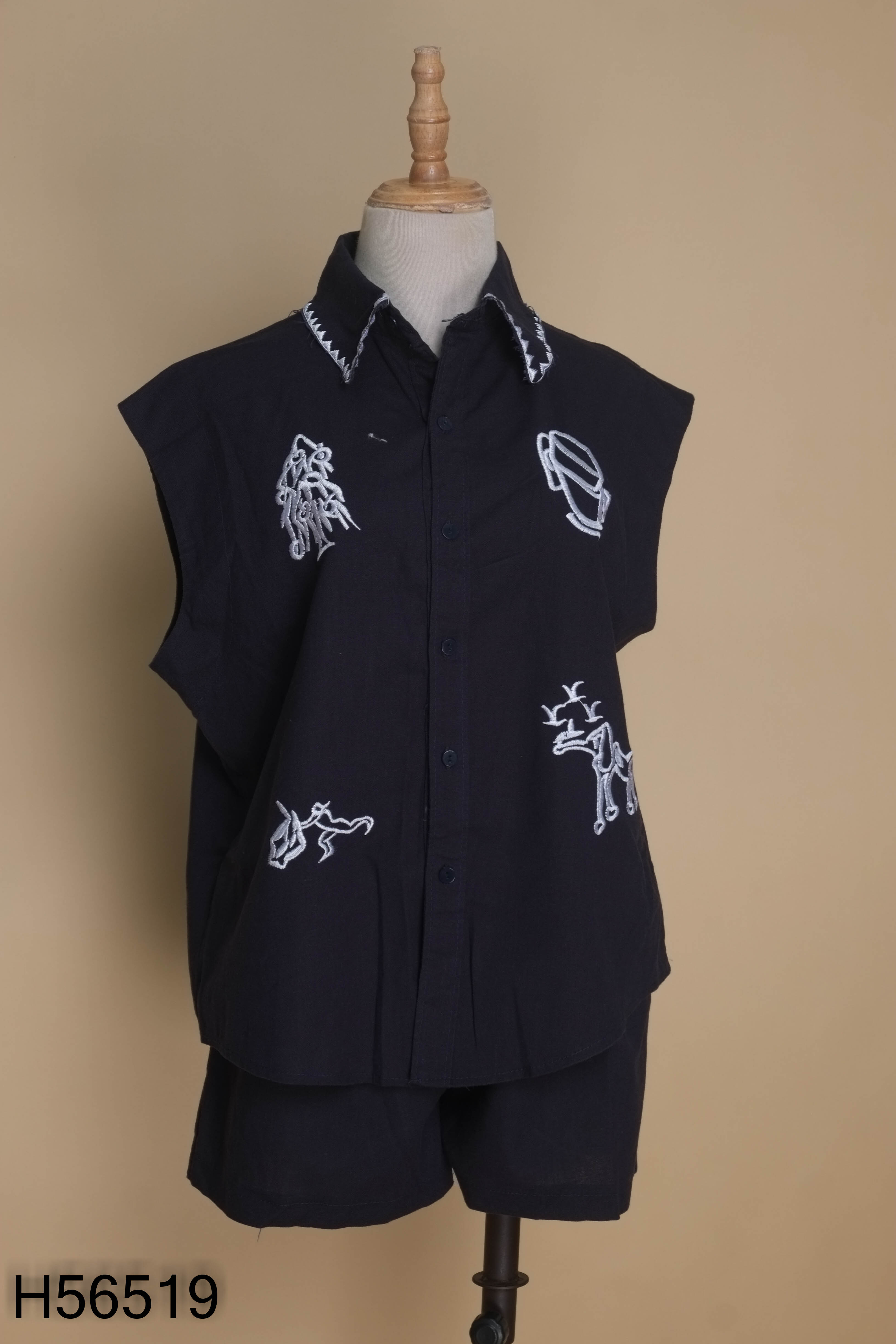 Set Áo gile xanh GS GOODSTART thêu họa tiết + Quần short