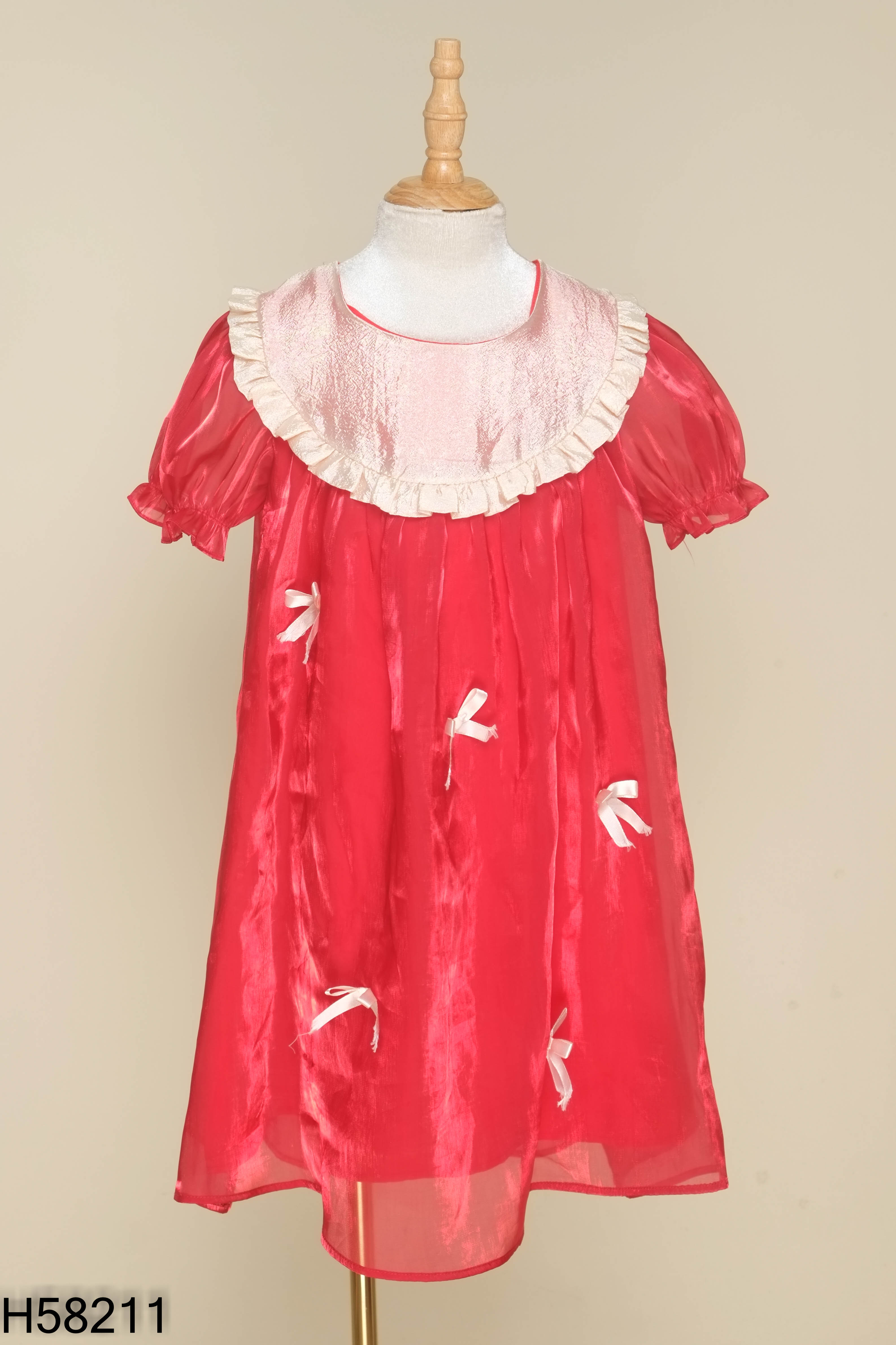 Váy MELISA organza đỏ phối be