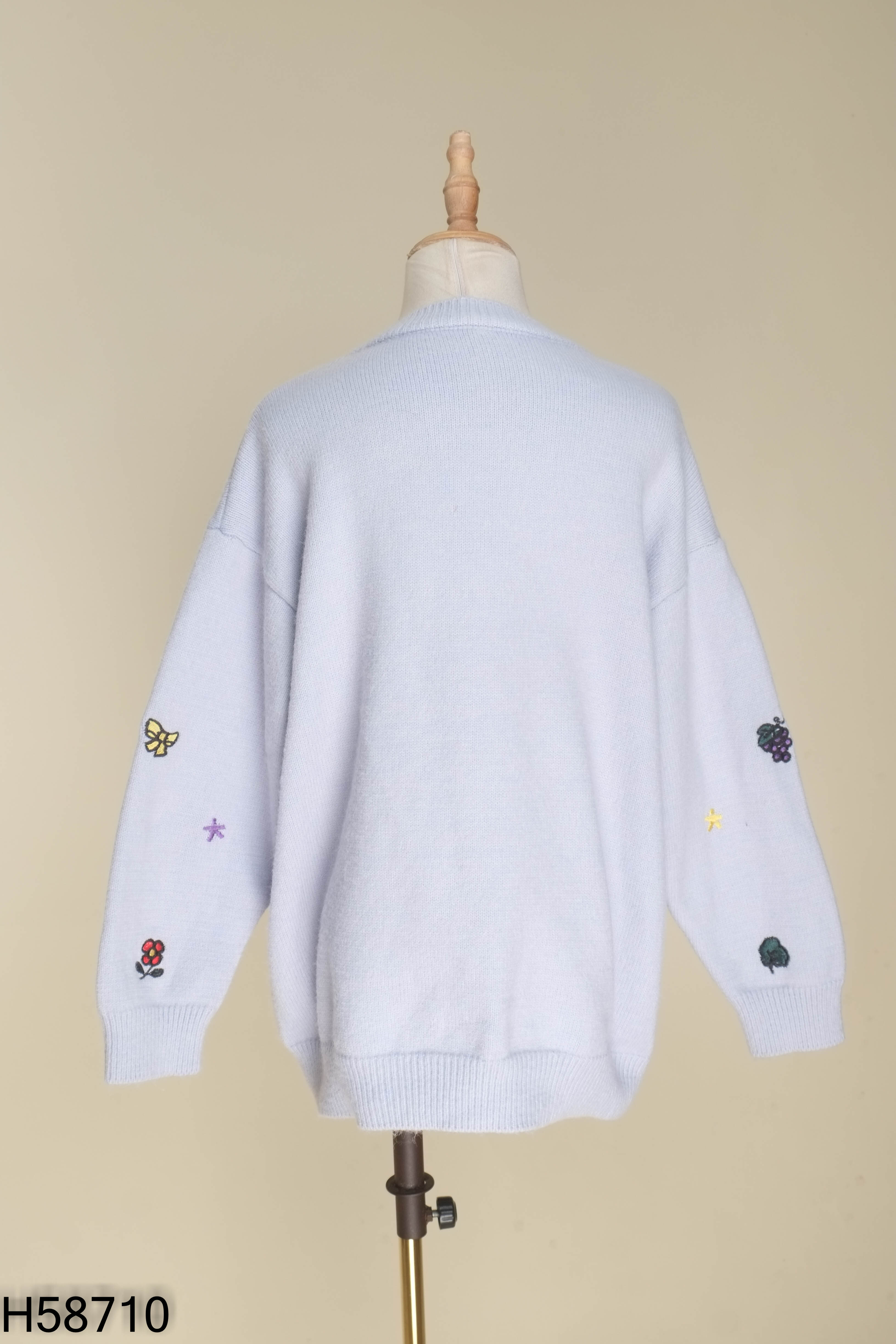 Áo len cardigans xanh thêu họa tiết