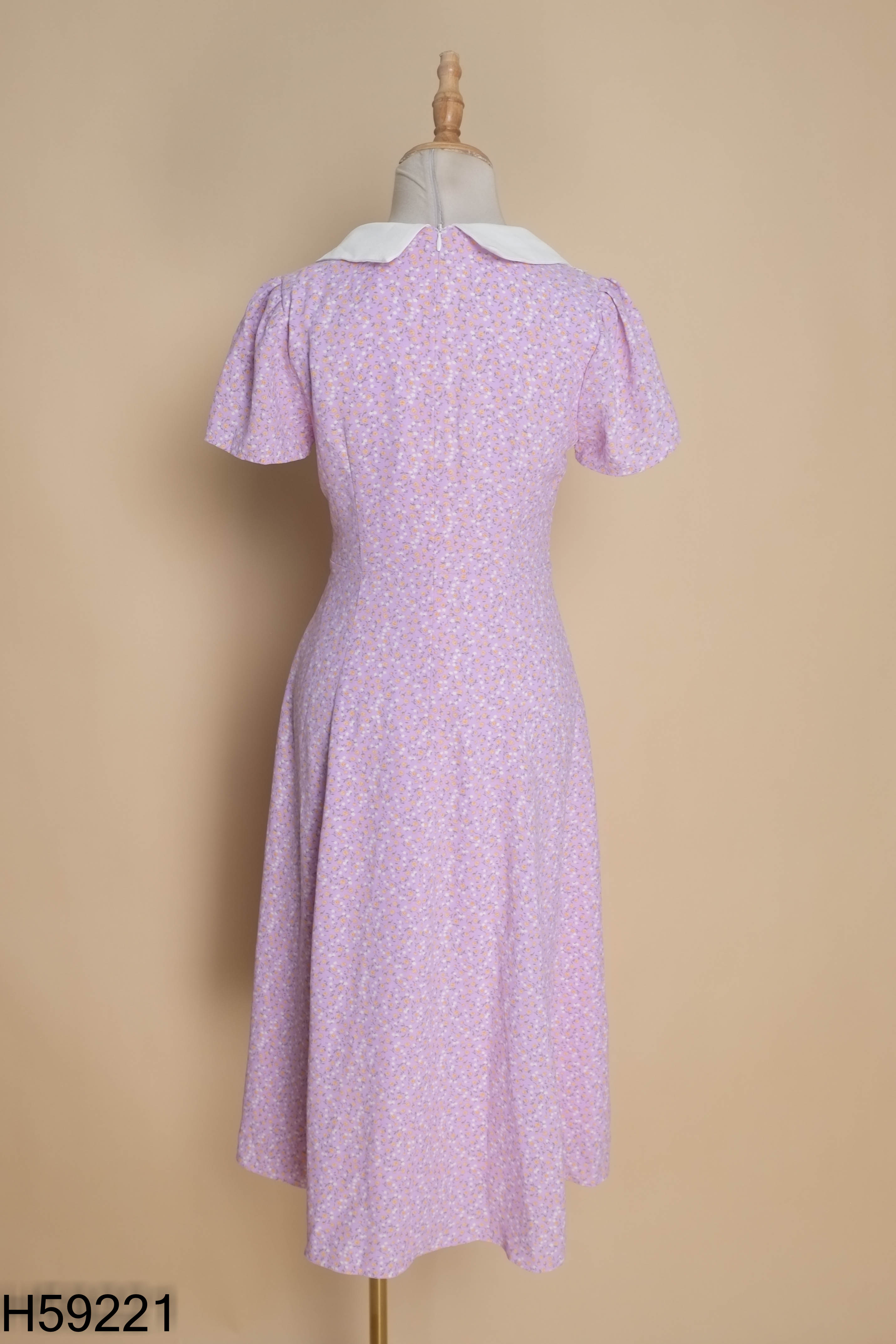Váy ORENDA MODA tím cổ trắng