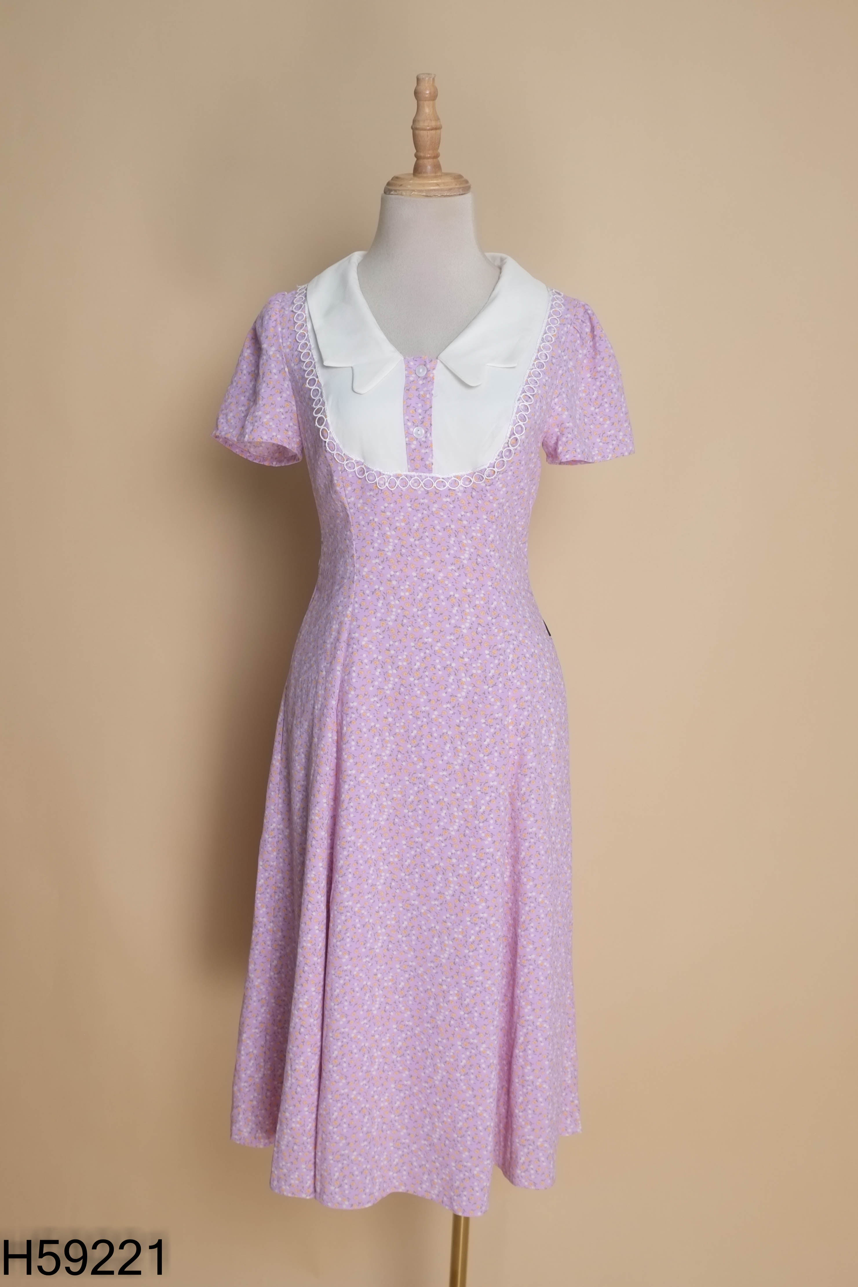 Váy ORENDA MODA tím cổ trắng