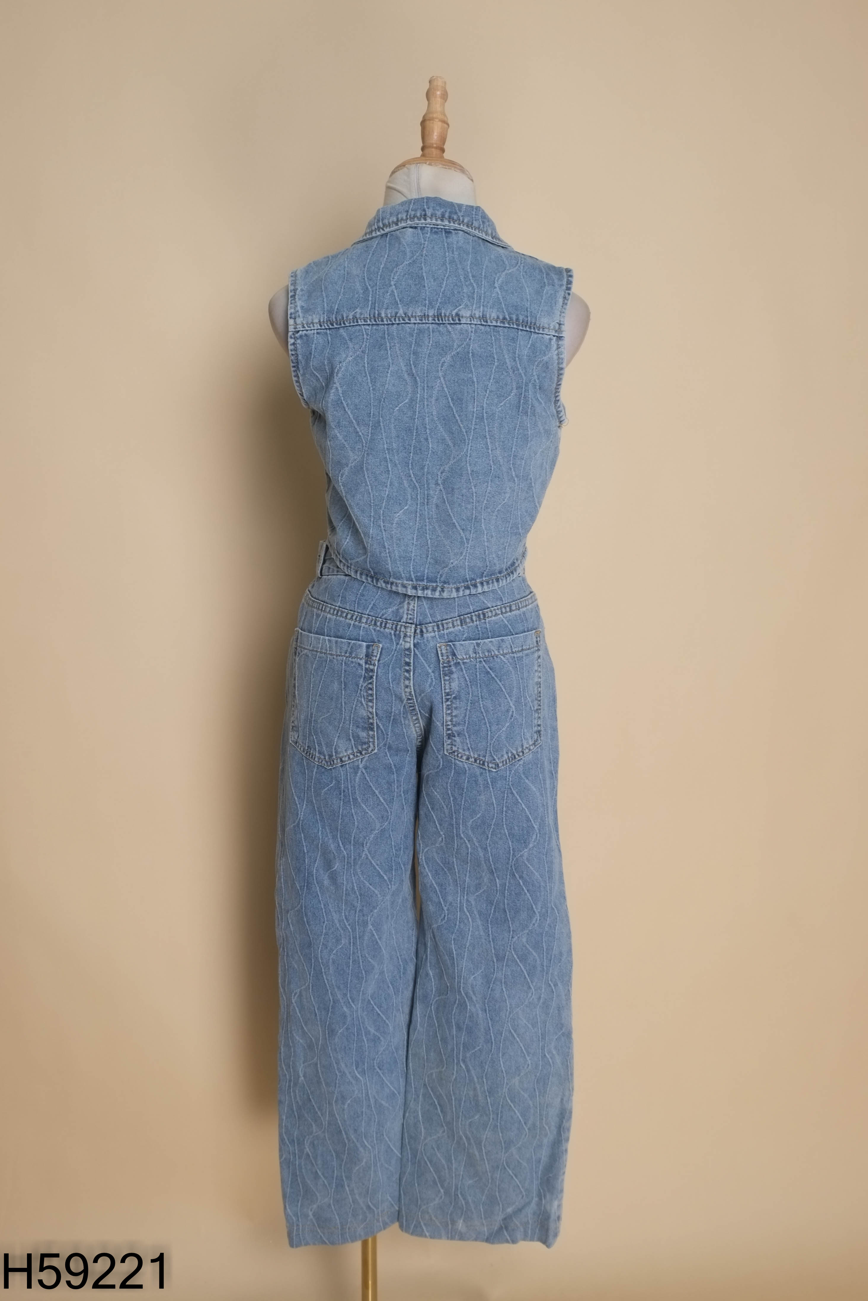 Set áo gile jean xanh + quần dài
