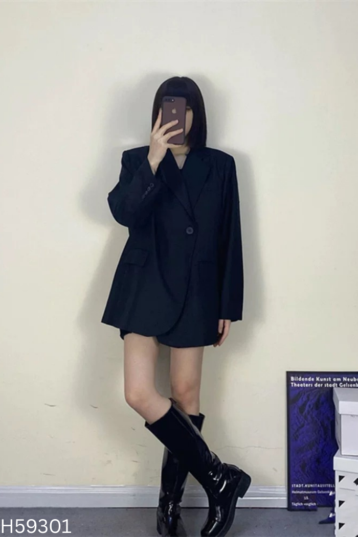 Áo blazer đen trơn