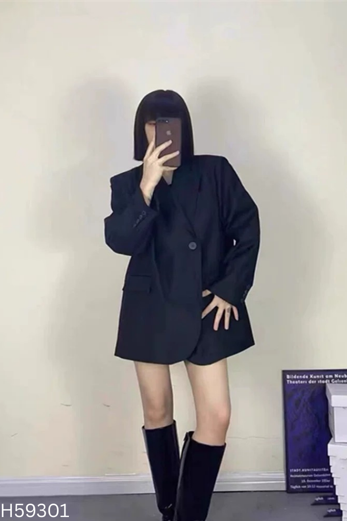 Áo blazer đen trơn