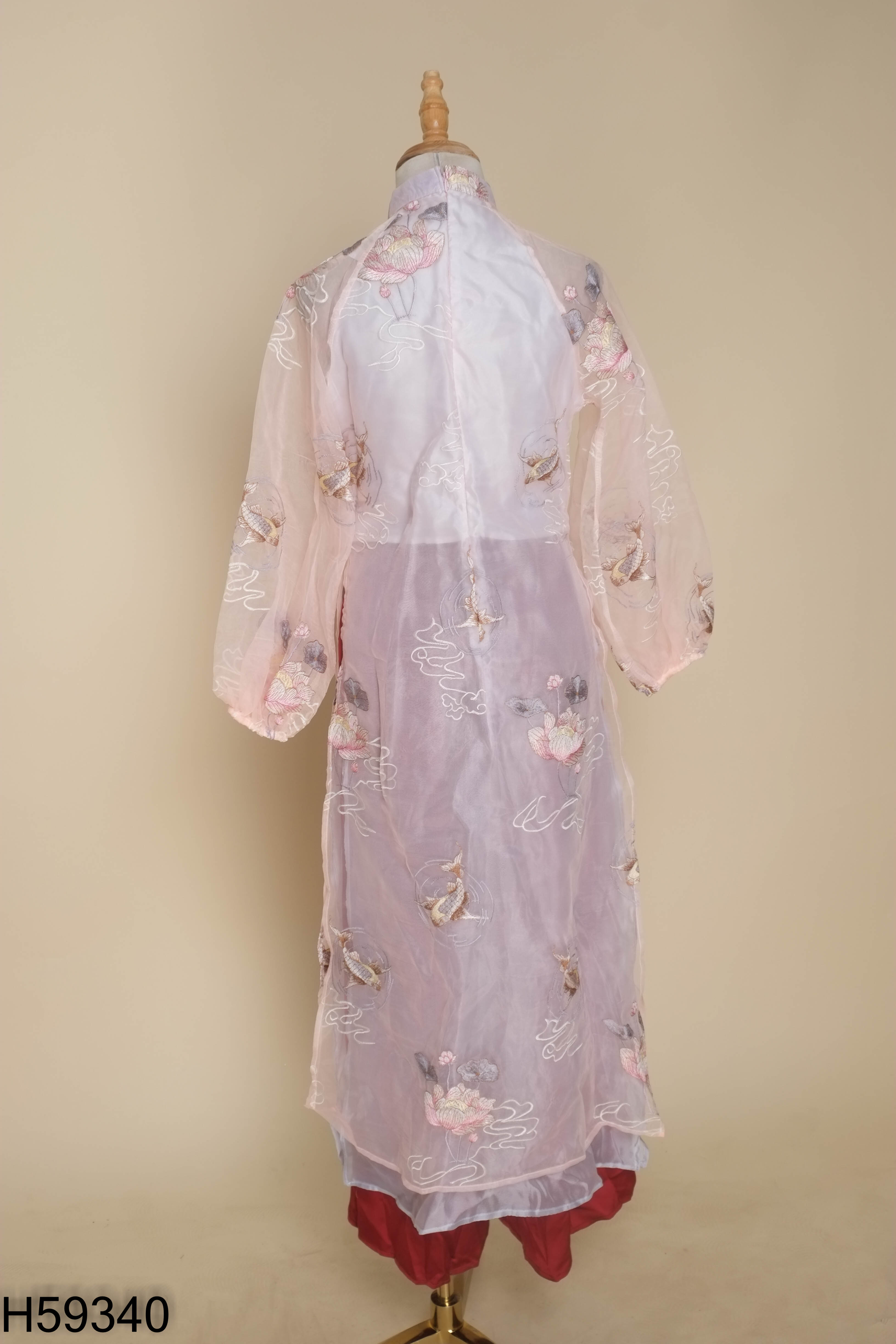 Set áo dài hồng voan QUYNH TRANG+quần