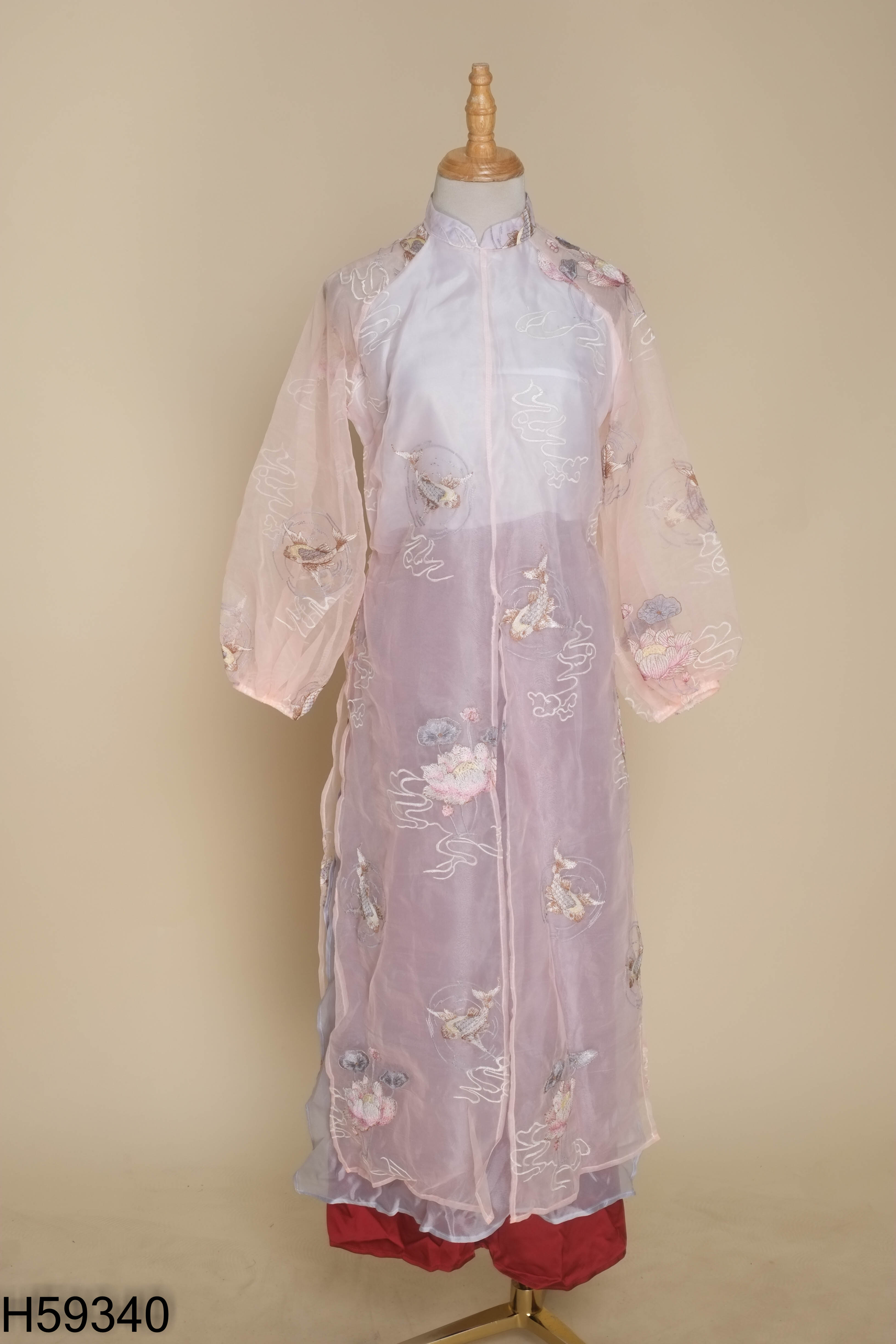 Set áo dài hồng voan QUYNH TRANG+quần
