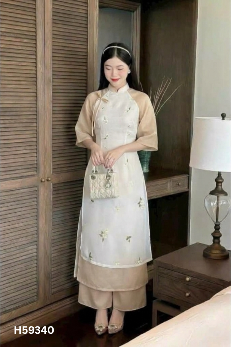 Set áo dài voan be đính nơ+quần