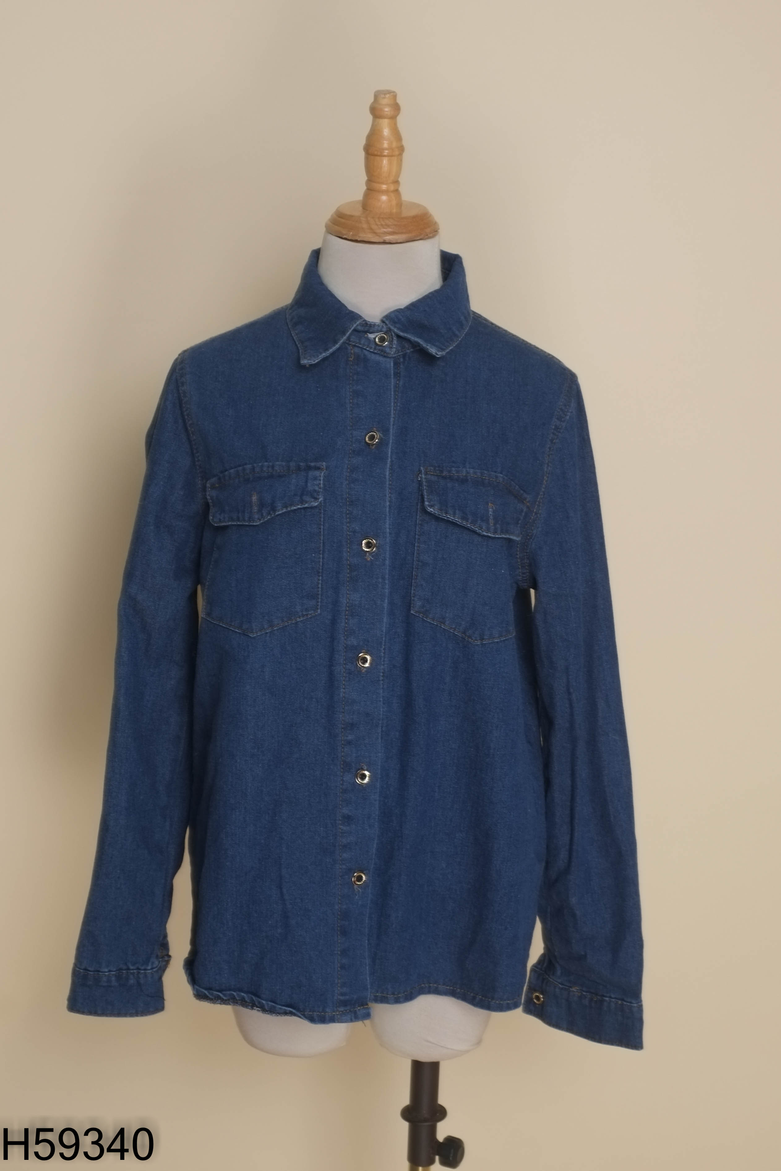Áo sơ mi jeans xanh trơn