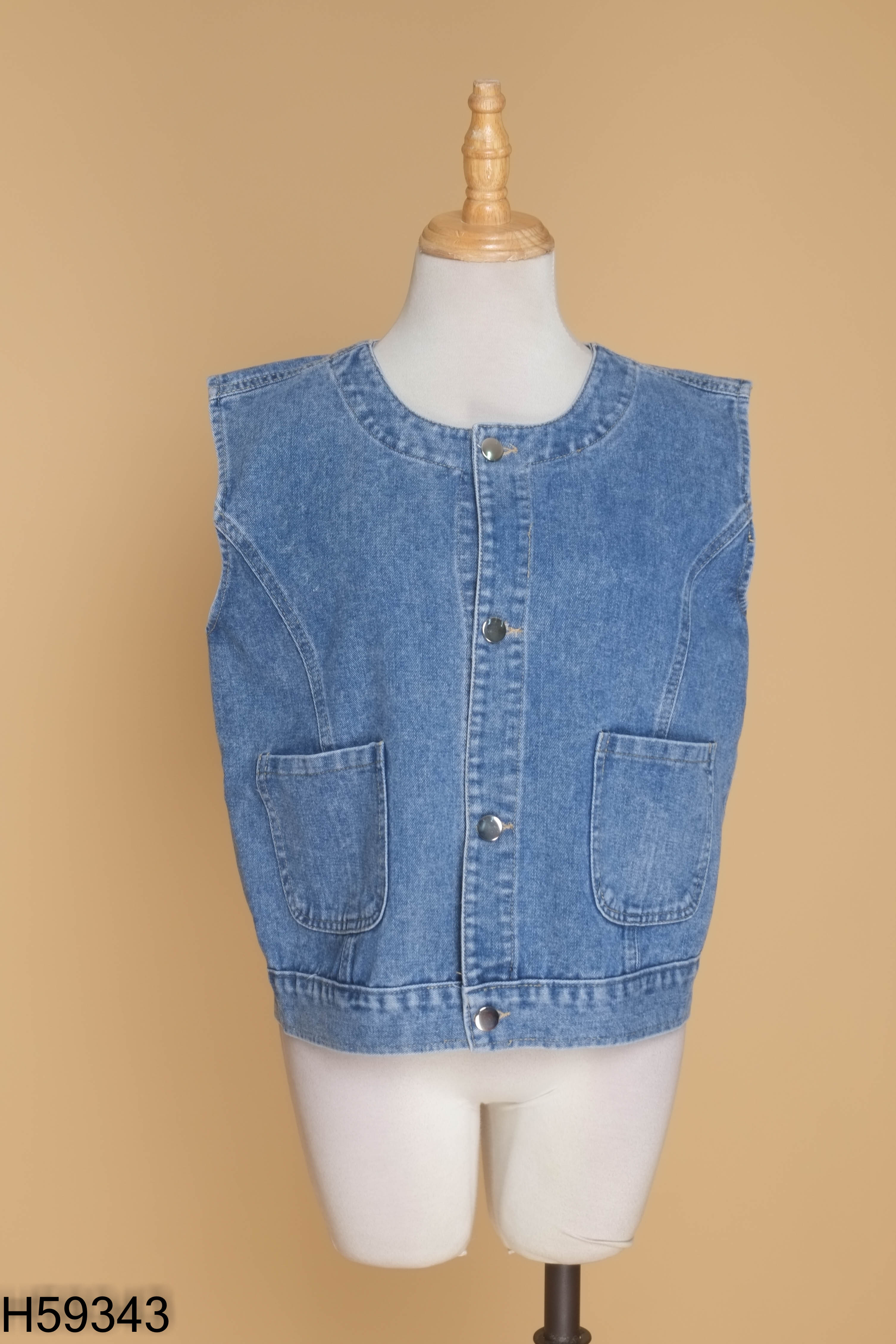 Áo gile jeans xanh