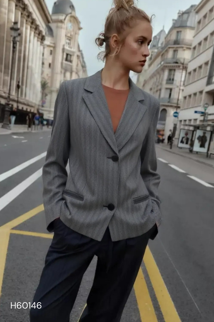 Áo blazer ZARA dạ xám be (XUẤT)
