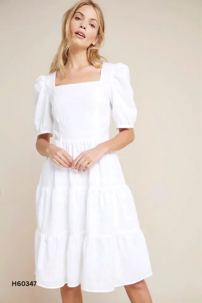 Váy babydoll trắng trơn