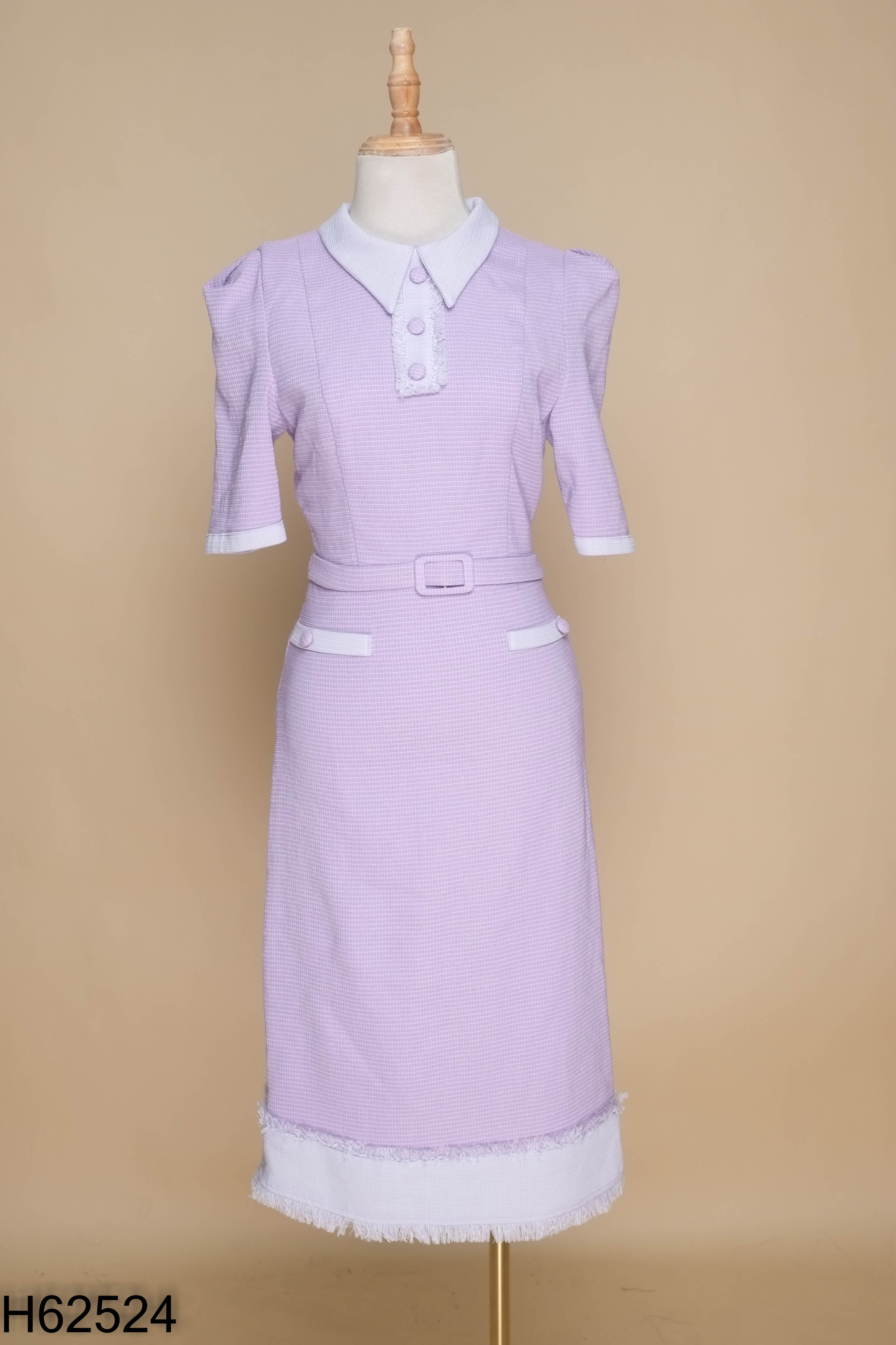 Váy dạ tweed tím ánh nhũ