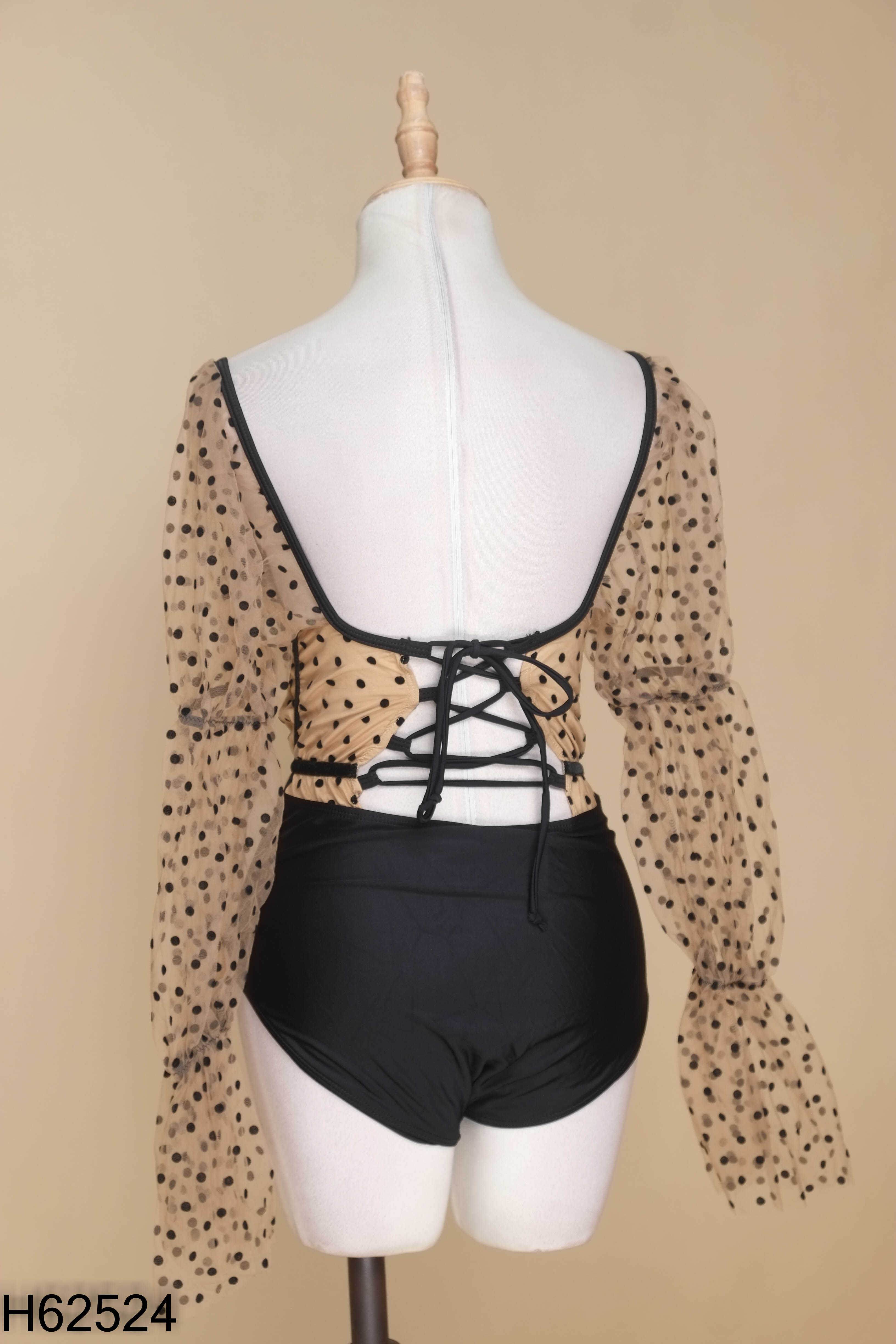 Bikini nâu phối đen chấm bi