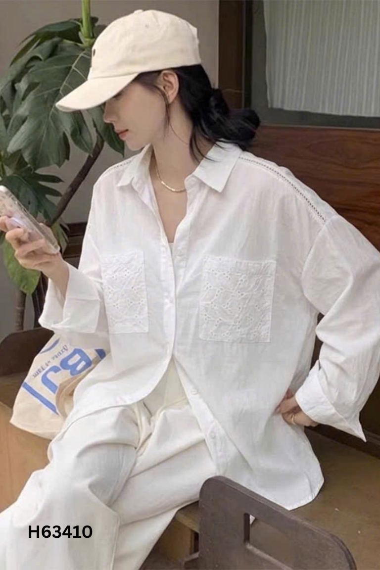 Áo H:CONNECT sơ mi trắng