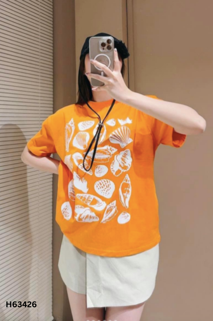 NEWTAG Áo PULL&BEAR (xuất) cam in hình