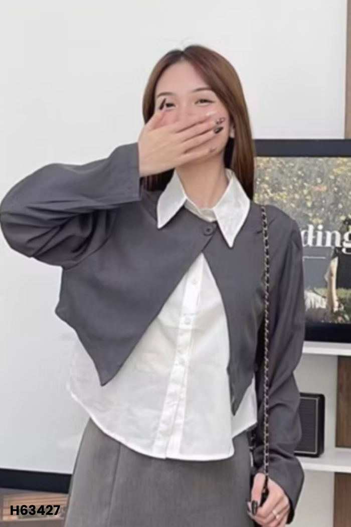 Áo khoác xám cài khuy