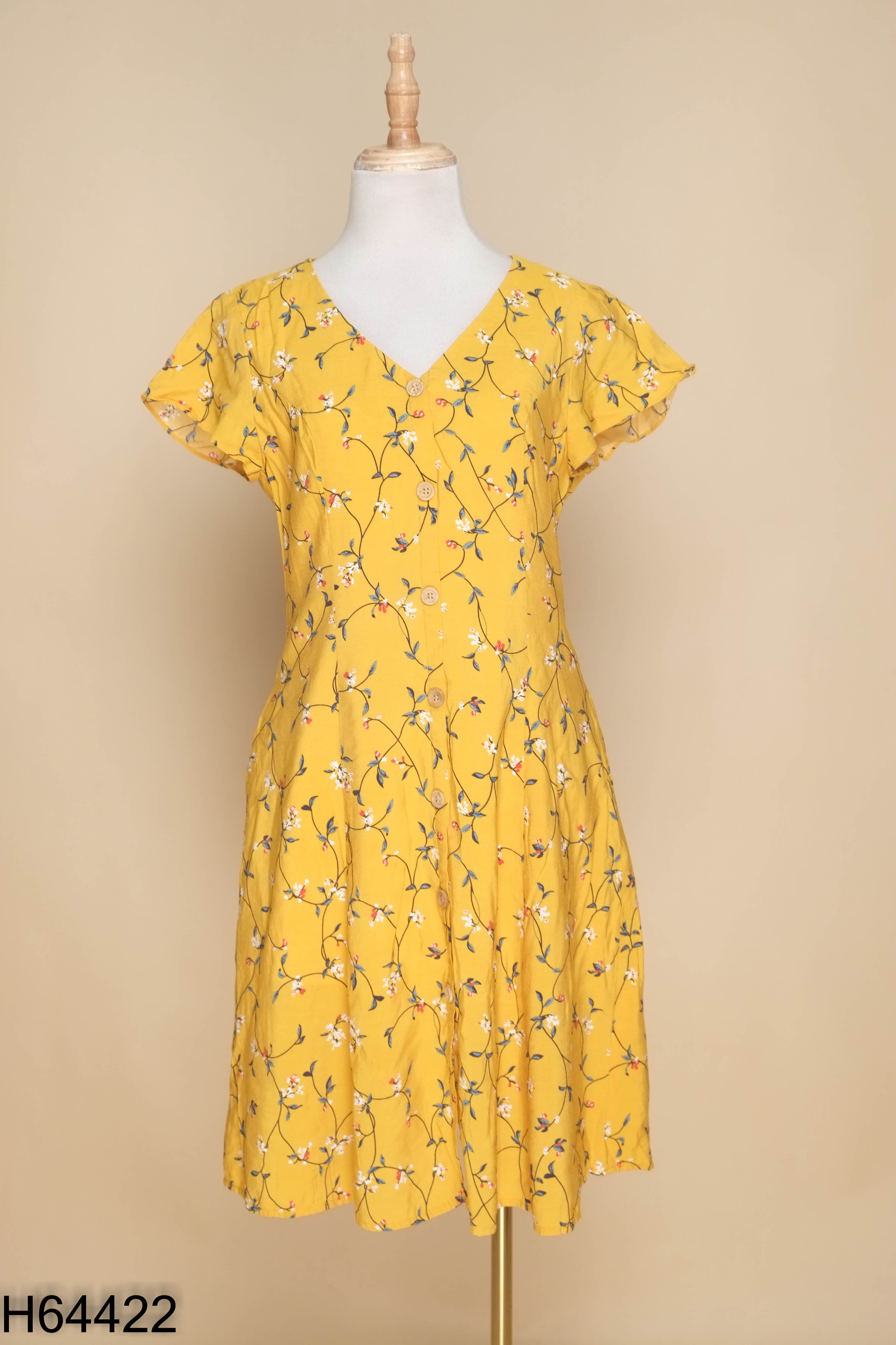 Váy vàng hoa ADORE DRESS phối cúc