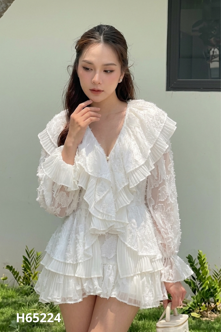 Áo trắng bèo MINADY dài tay
