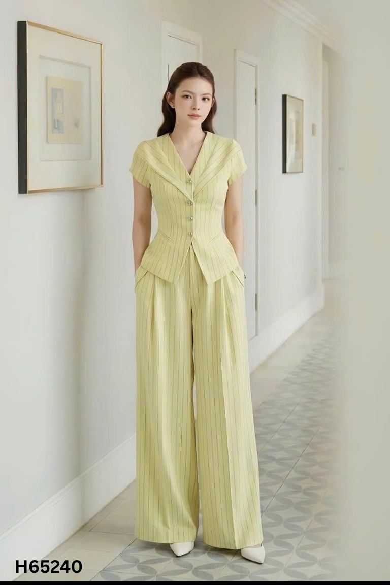 Set Áo vàng sọc LYNA phối kiểu vest + Quần dài