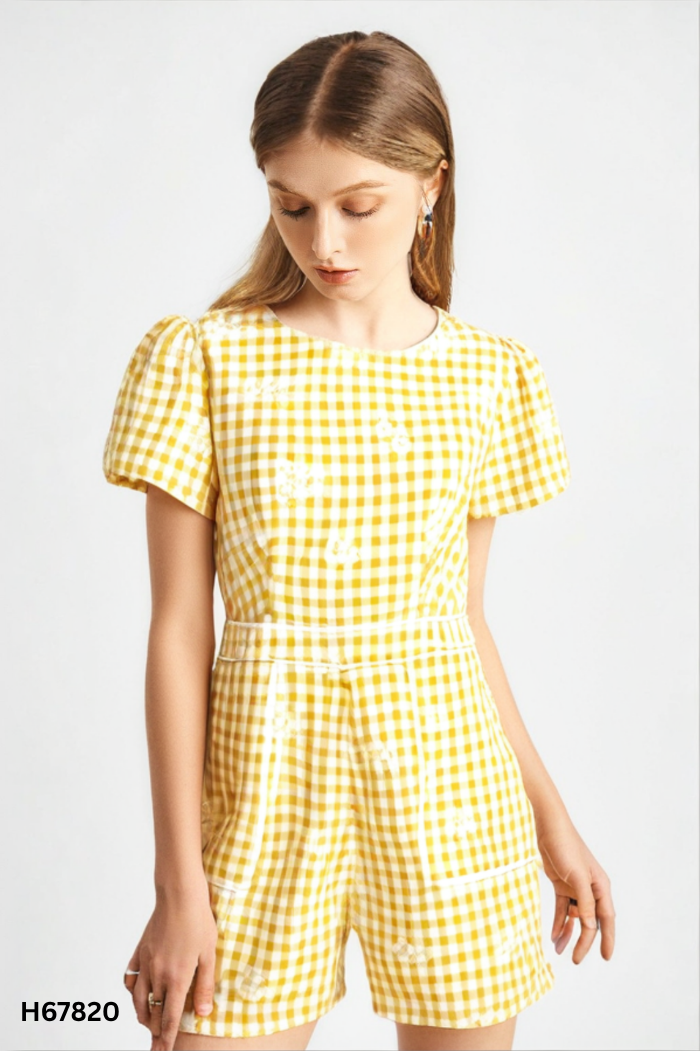 Jumpsuits vàng GERME kẻ caro