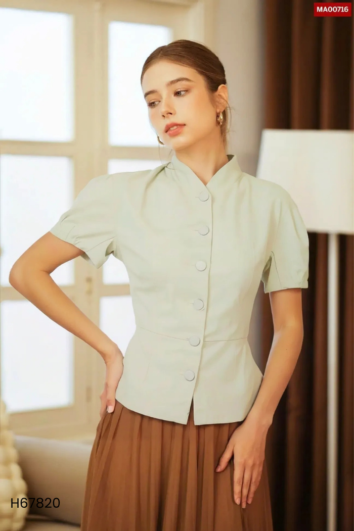 Áo xanh ME DESIGN phối cúc