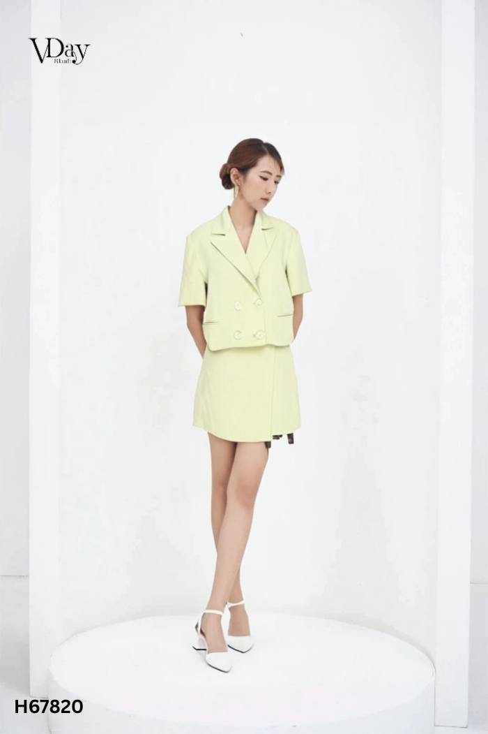 SET Áo xanh cổ vest + chân váy