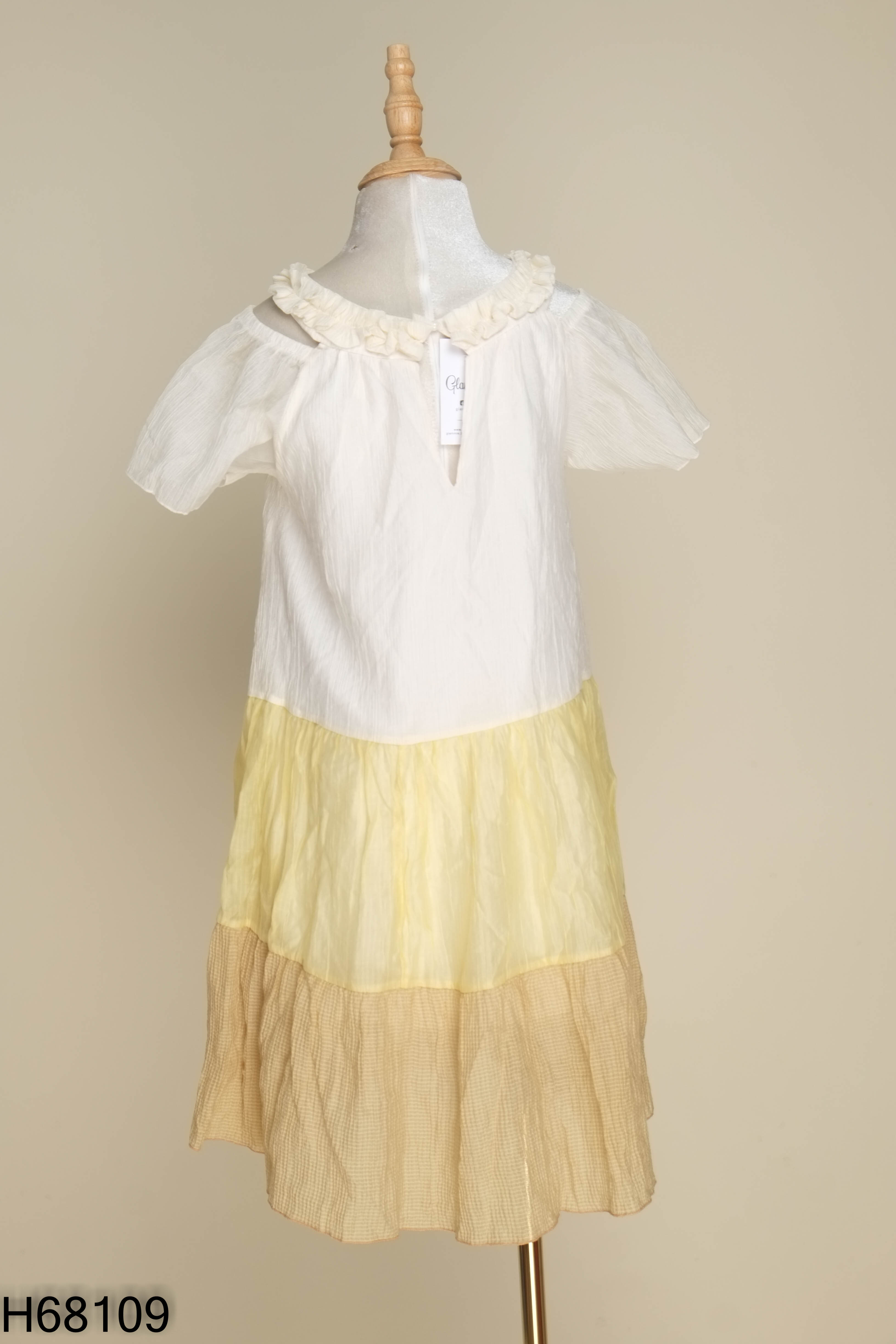 Váy kem mix vàng hở vai KIDS