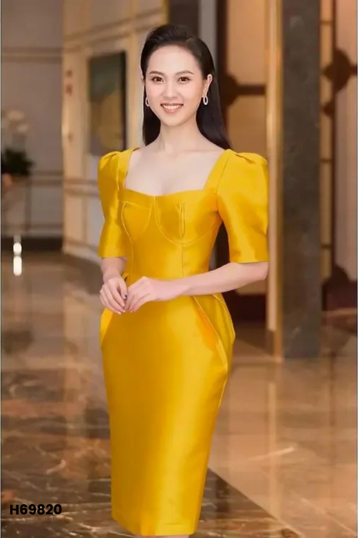 Váy vàng trơn kiểu