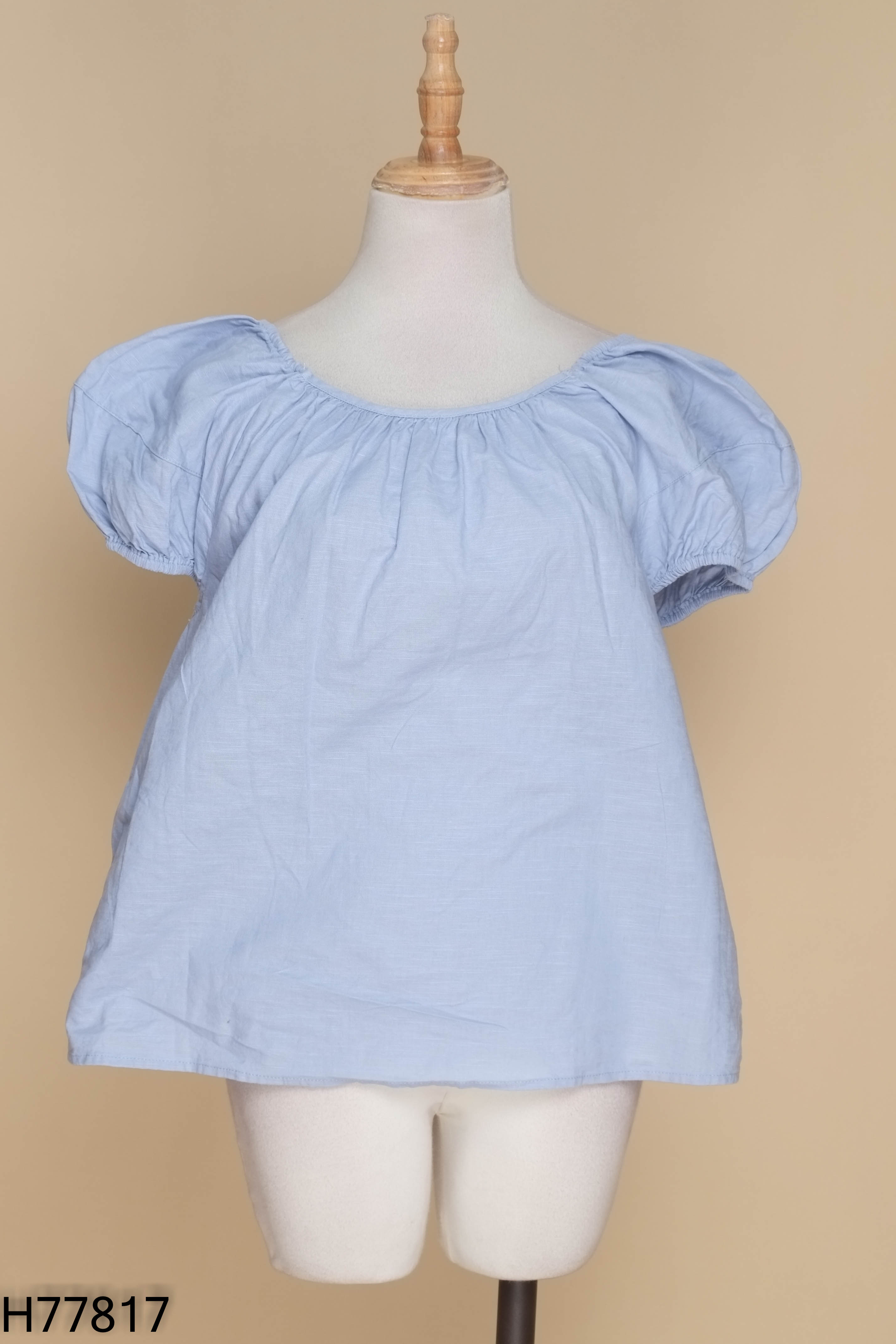 Áo linen xanh trơn