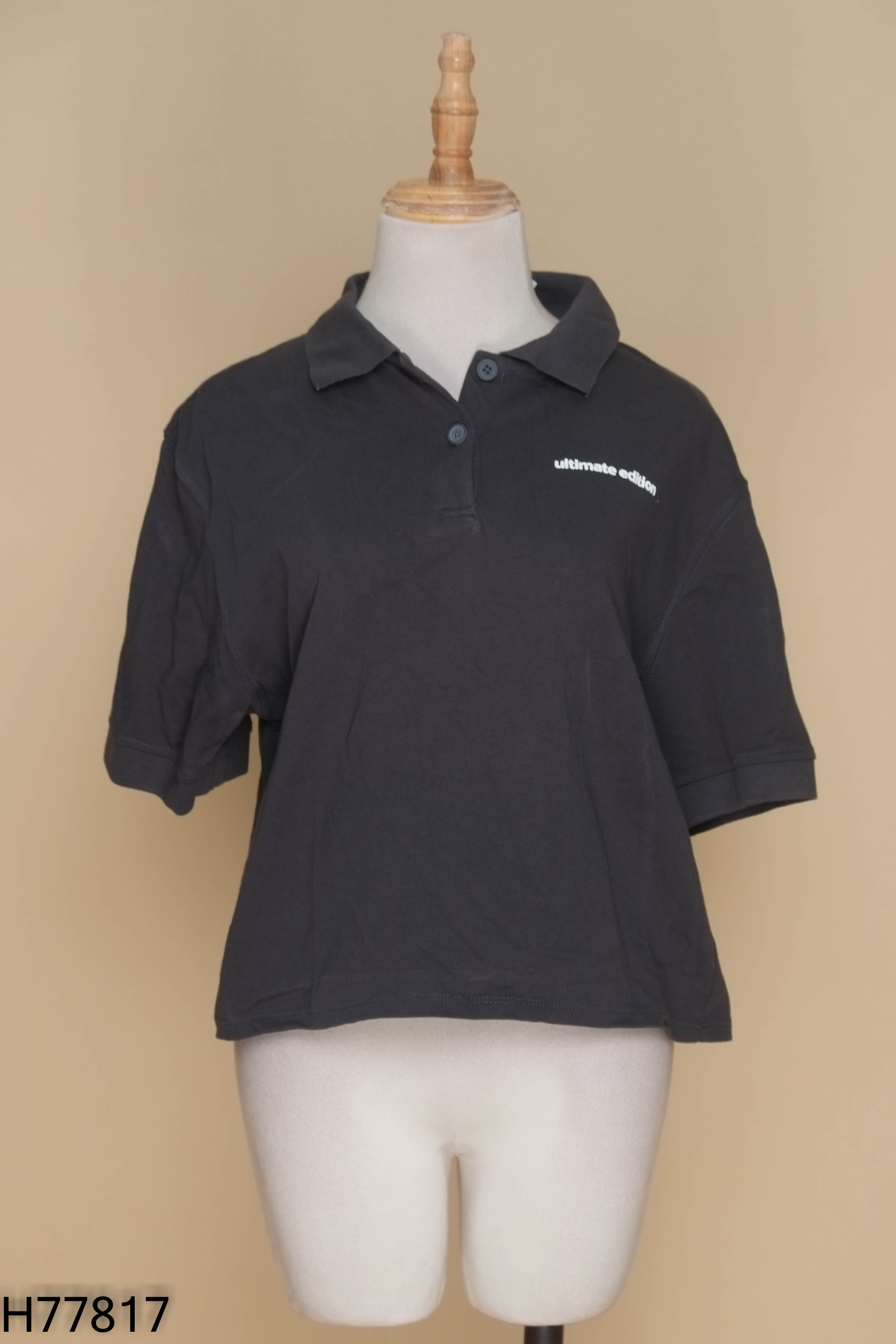 Áo polo xám ZARA in chữ