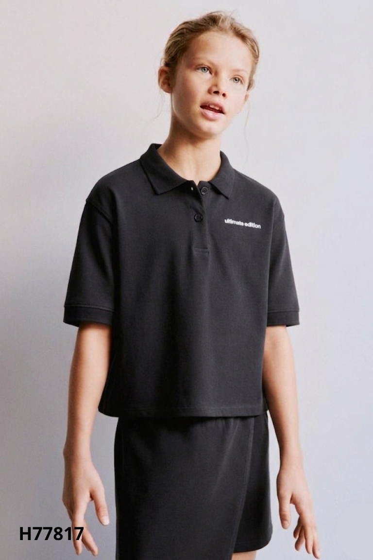 Áo polo xám ZARA in chữ